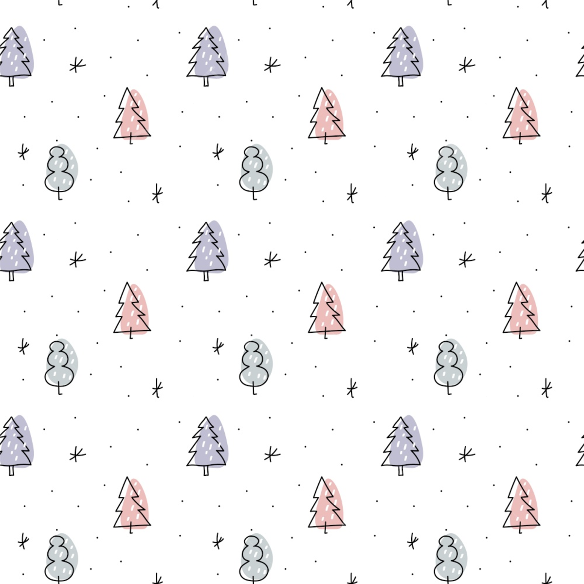 Vector Christmas Minimalist Monoline Scandinavian Seamless Pattern New Year Fir Tree And Snow Background, Wallpaper, Silhouette, Jolly Background Image And Wallpaper for Free Download