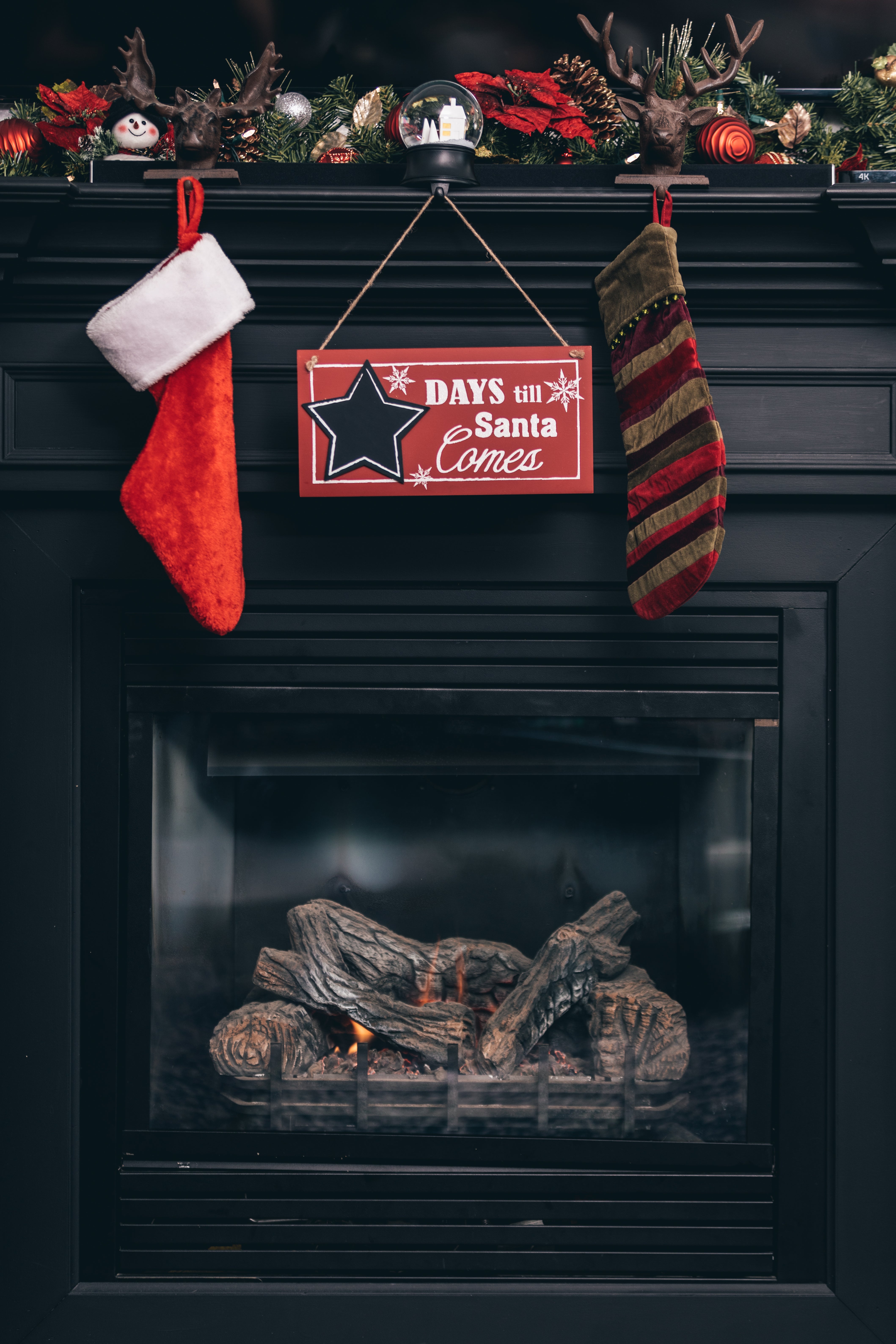 Browse Free HD Image of Fireplace With Christmas Countdown Sign