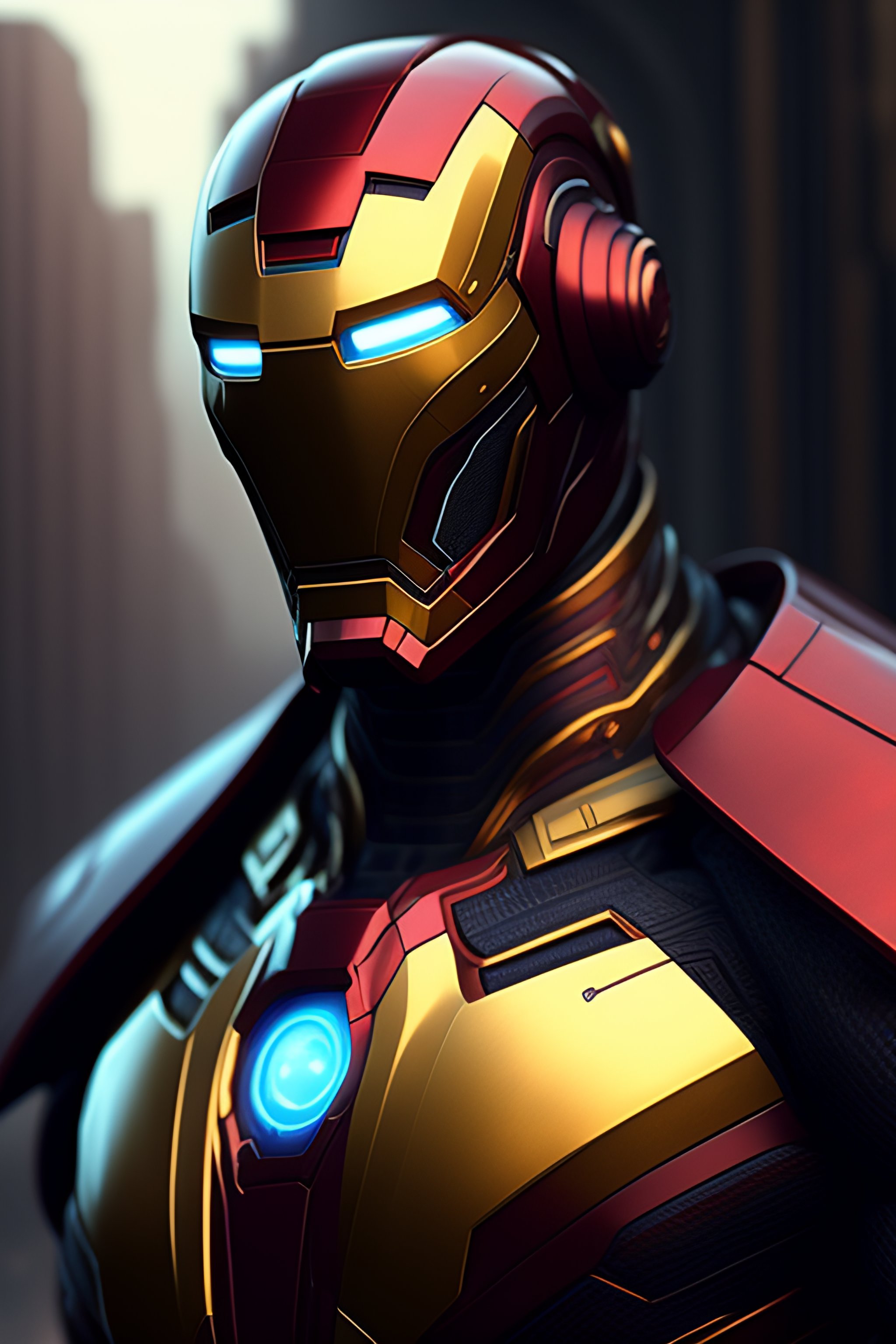 A portrait of ironman from avengers endgame, clockwork dieselpunk, isometric art style, head and chest only, , t