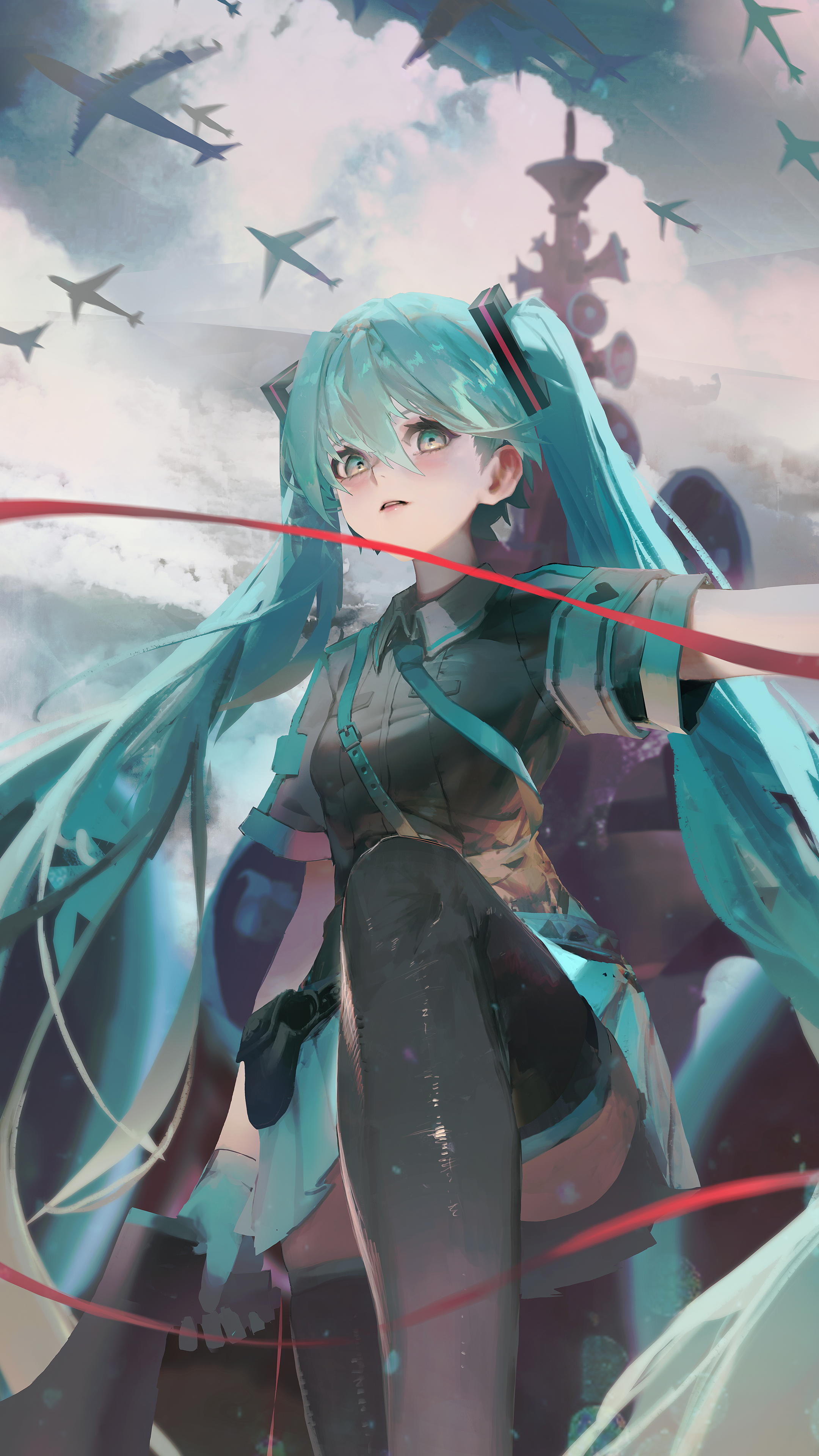 hatsune miku (vocaloid and 1 more) drawn