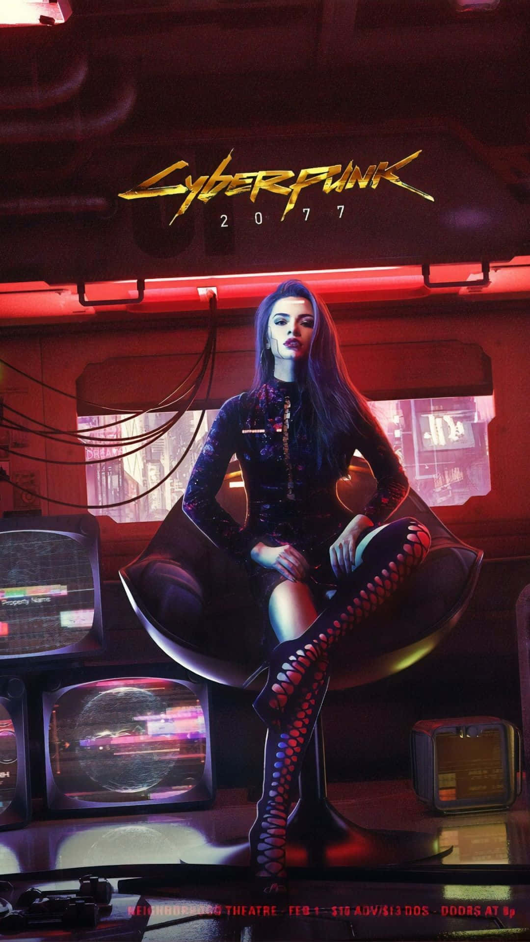Download iPhone XS Cyberpunk 2077 Cyborg Girl Background