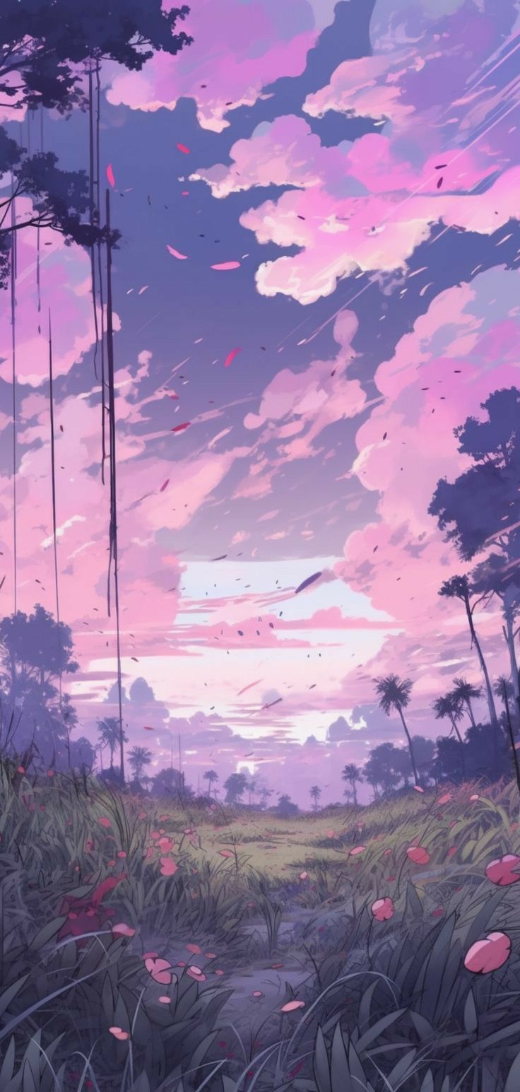 Anime Scenery Wallpaper with Pink
