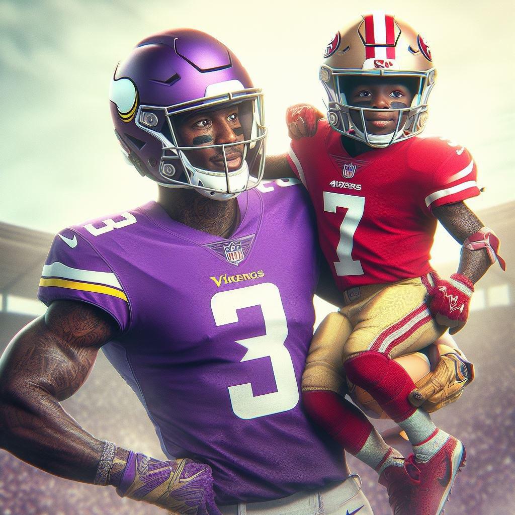 Just a picture of Vikings WR, Jordan Addison with his son