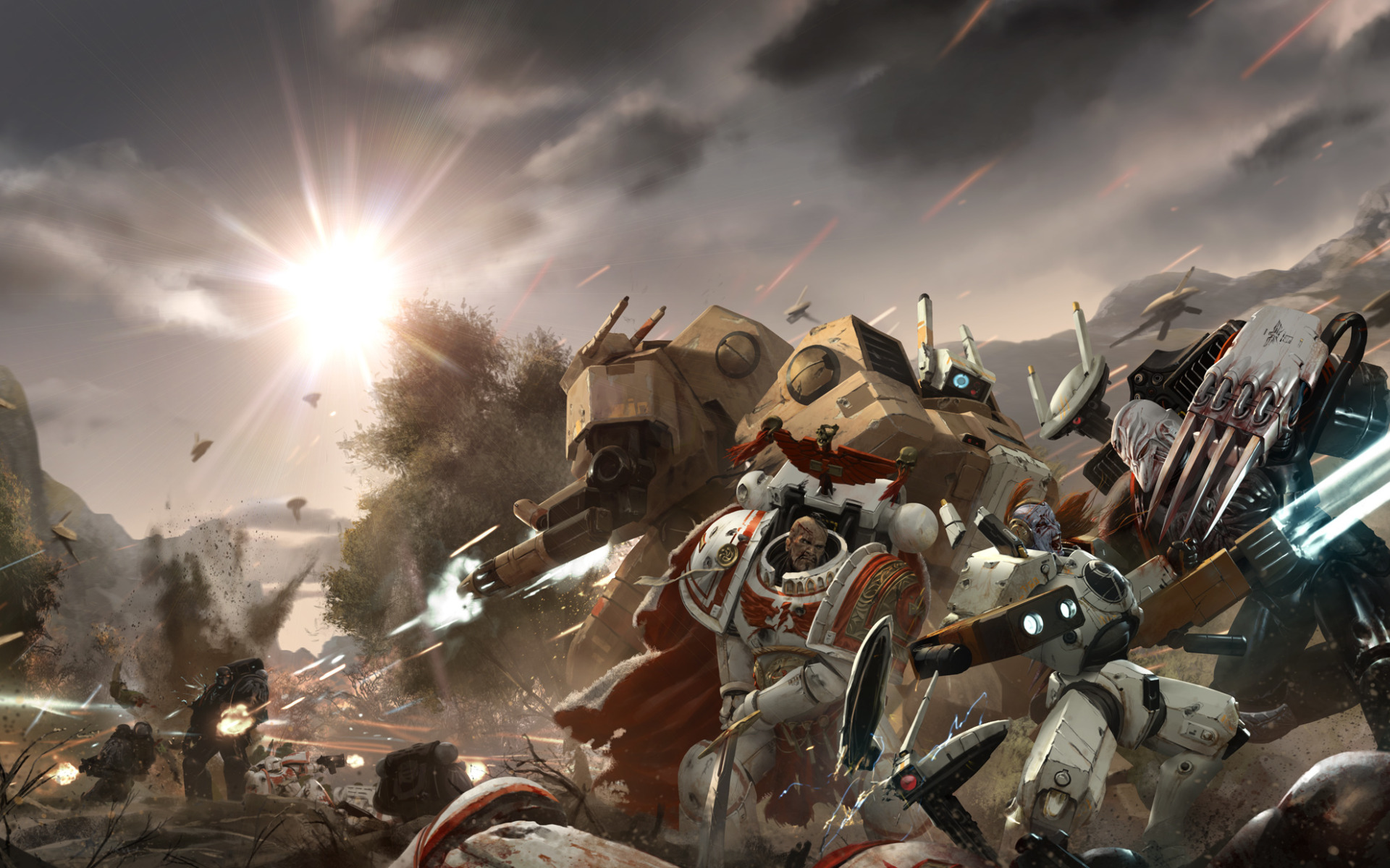 Download wallpaper space marine, bolter, tau, warhammer 40K, white scars, battlesuit crisis, assault marine, section games in resolution 1920x1200