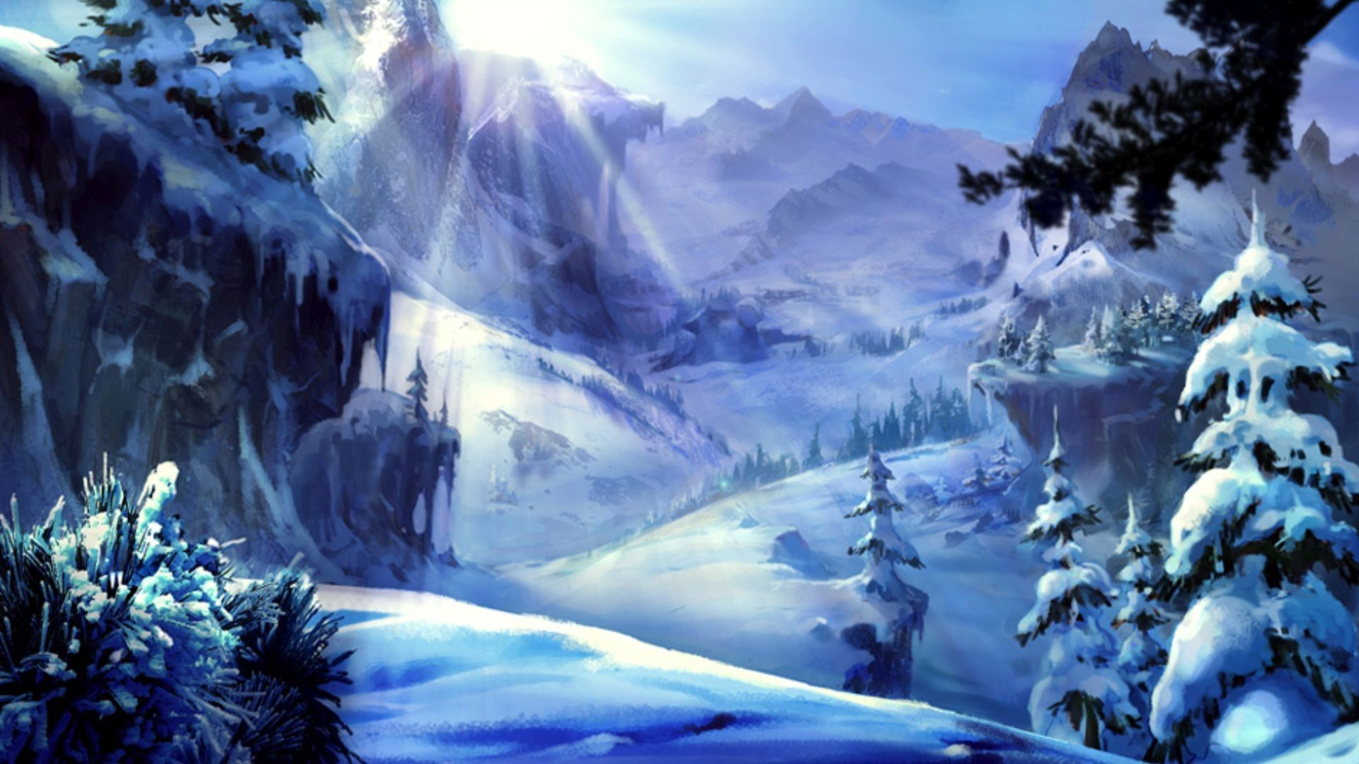 Painting of Winter Mountains