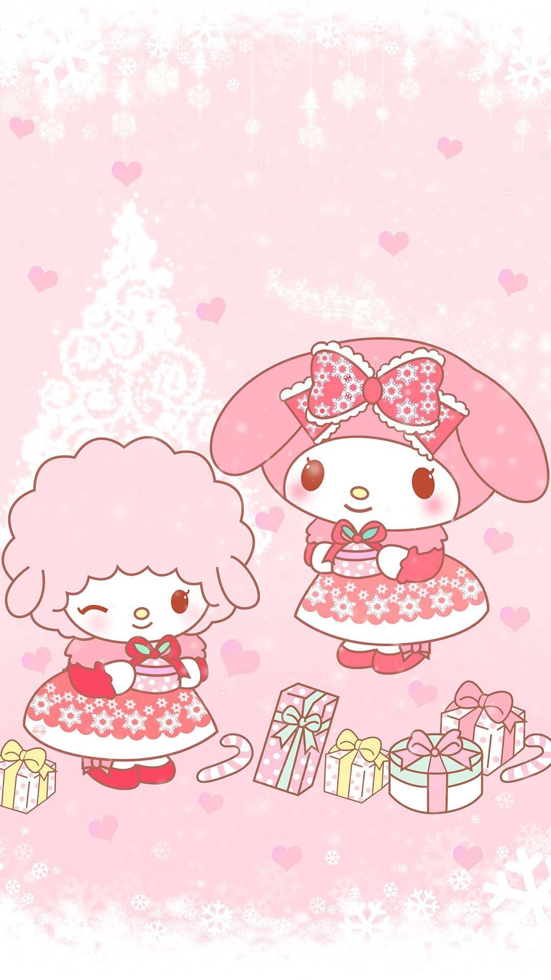 Download My Melody Pink Christmas Gifts PFP Wallpaper