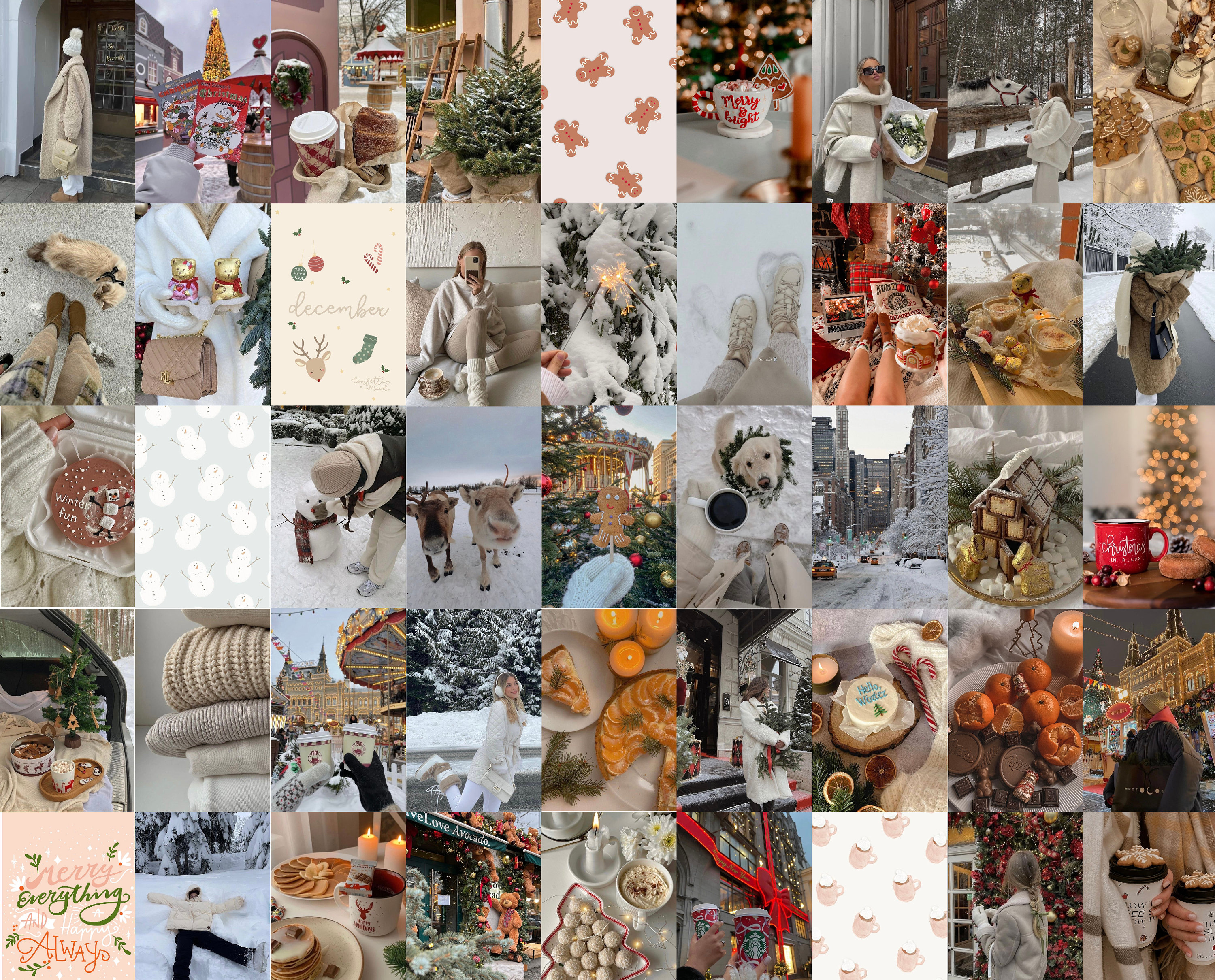 Photo Wall Collage Kit. Winter Christmas Aesthetic 2 (set of 75 Photo) INSTANT Download. DIGITAL Printable Collage Kit