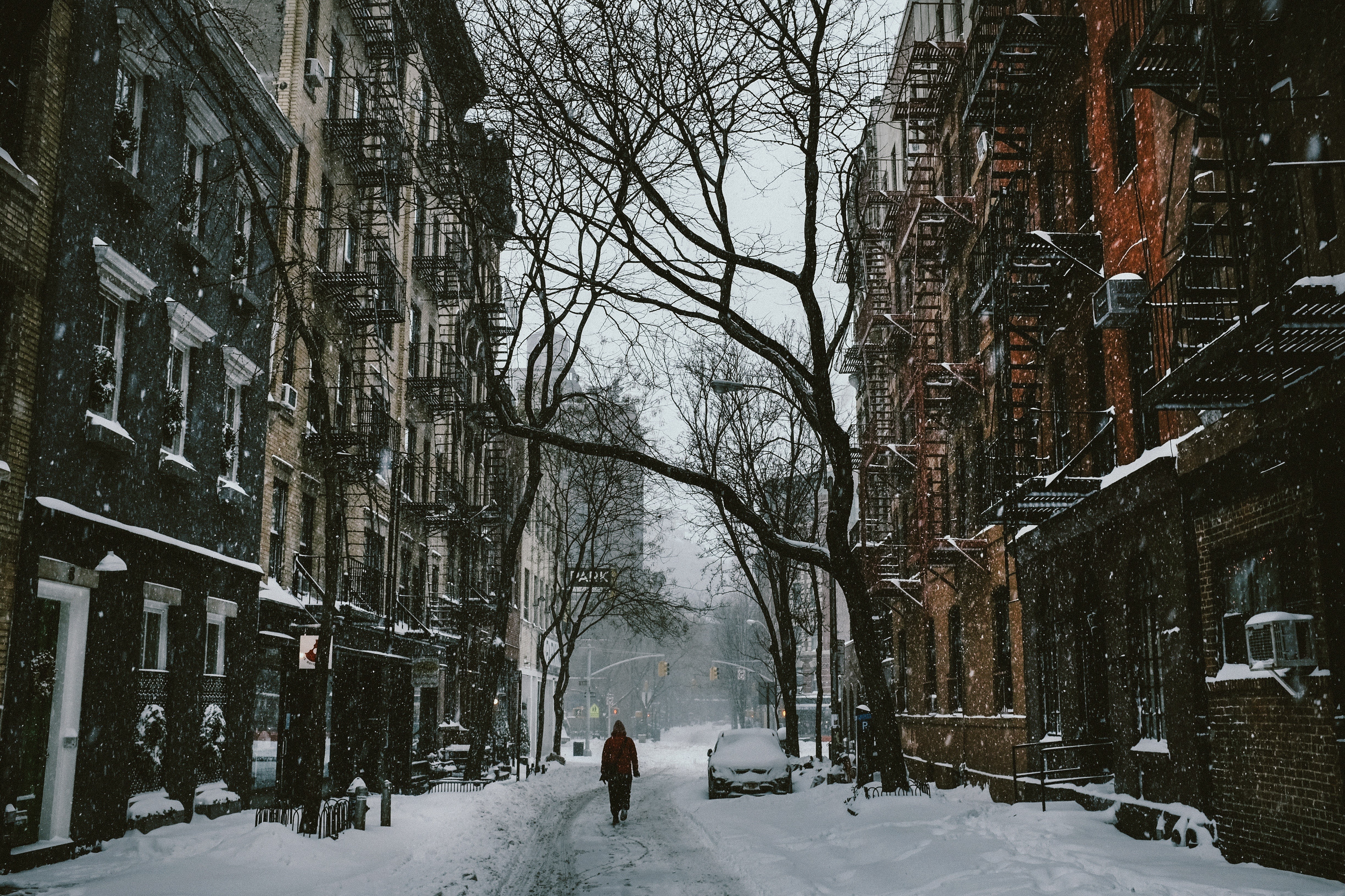 City, House, Winter, Snow, Street wallpaper