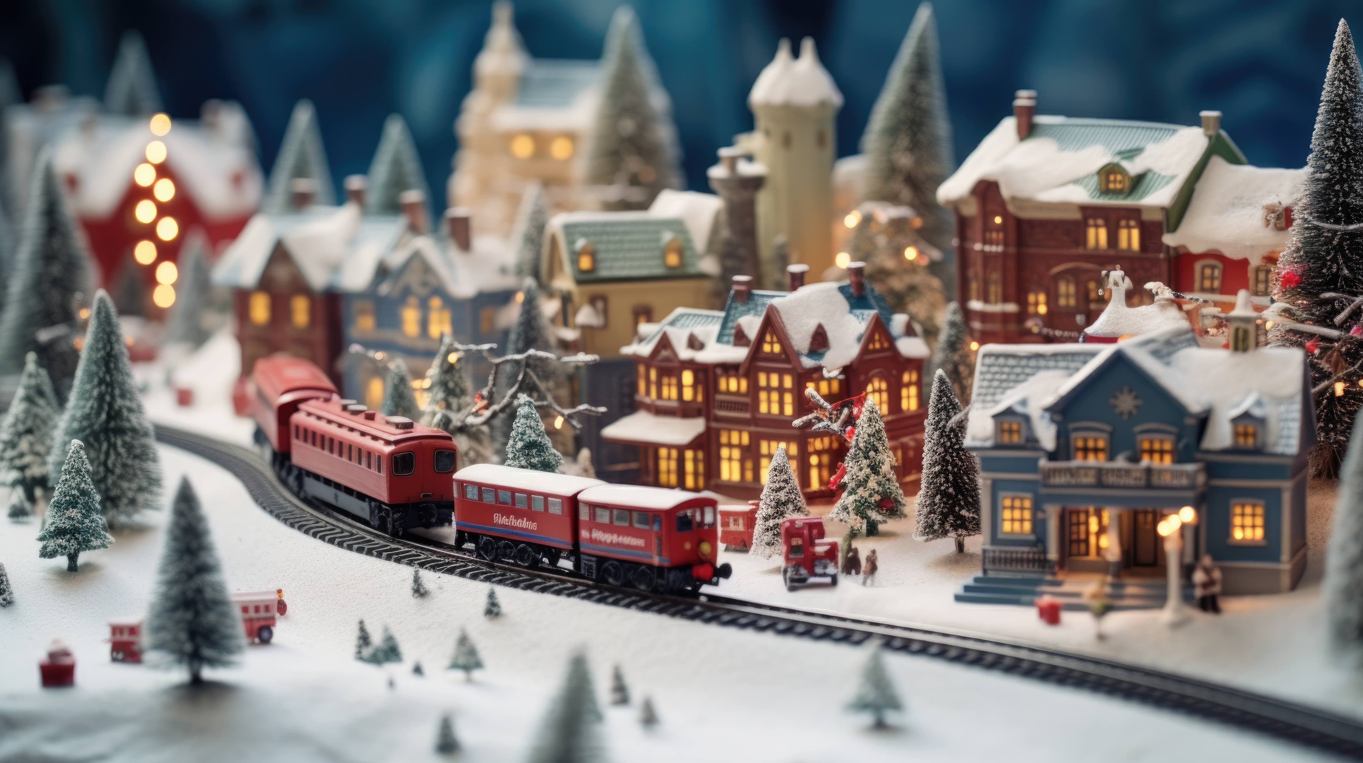 Free AI art image of christmas train set