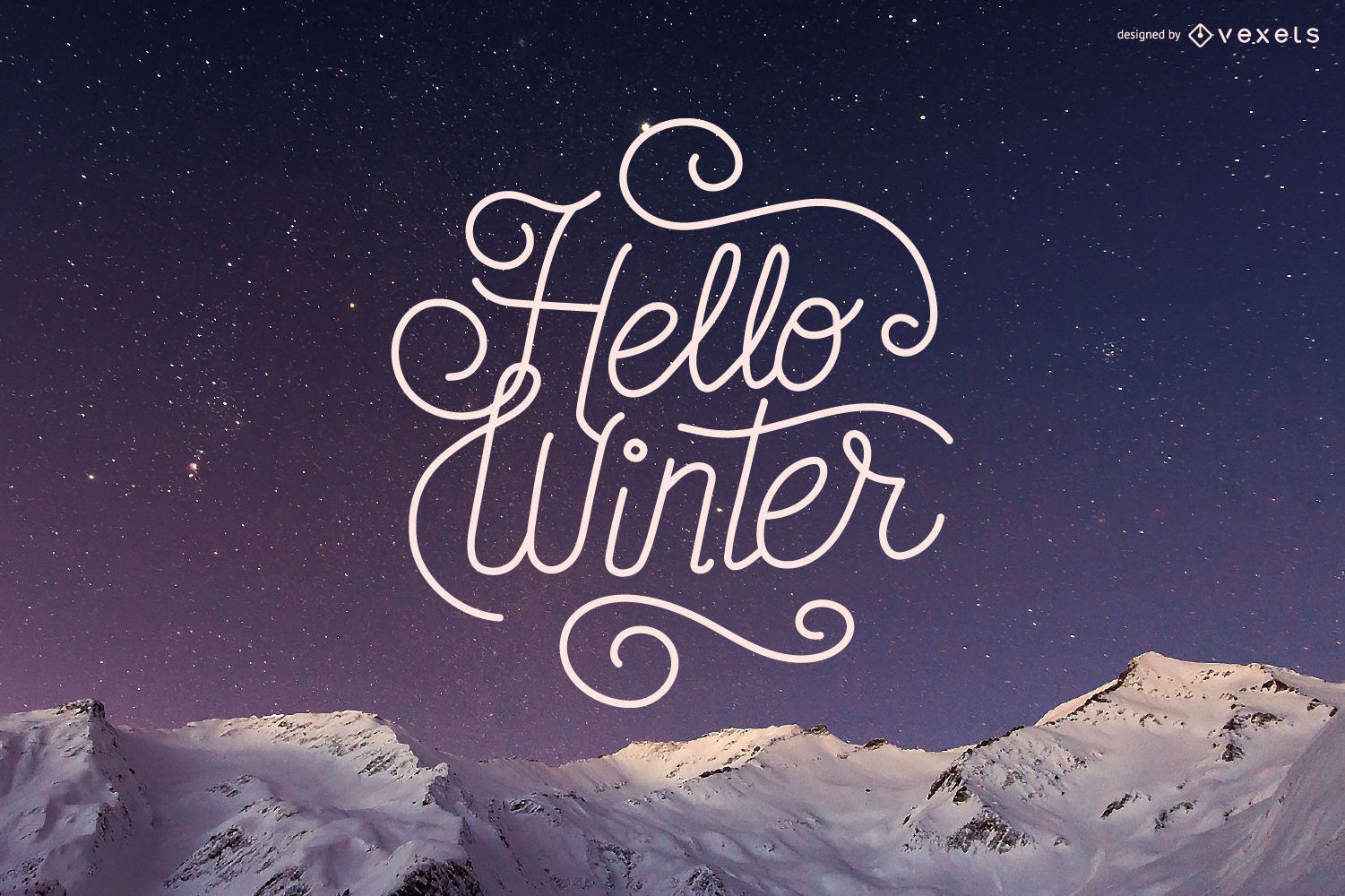 Hello Winter Lettering Design Vector Download