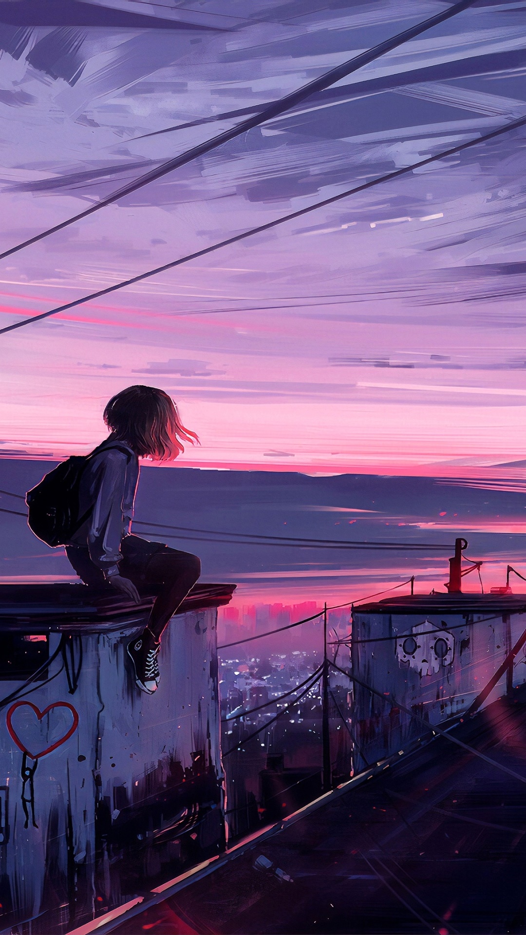 Anime Girl, Sunset, 1080x1920 Phone HD Wallpaper