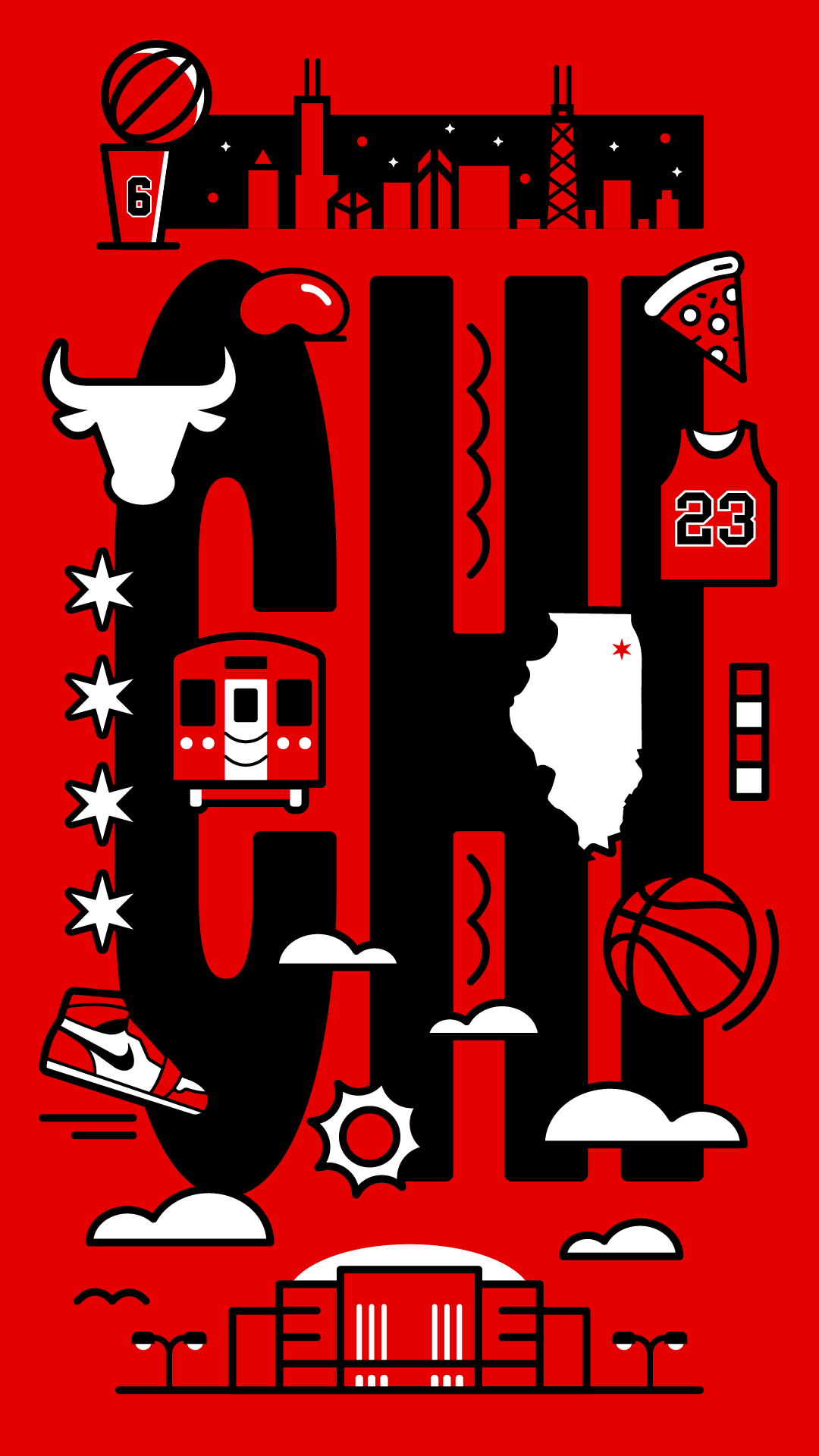 David Olsen Bulls Vector Phone Wallpaper