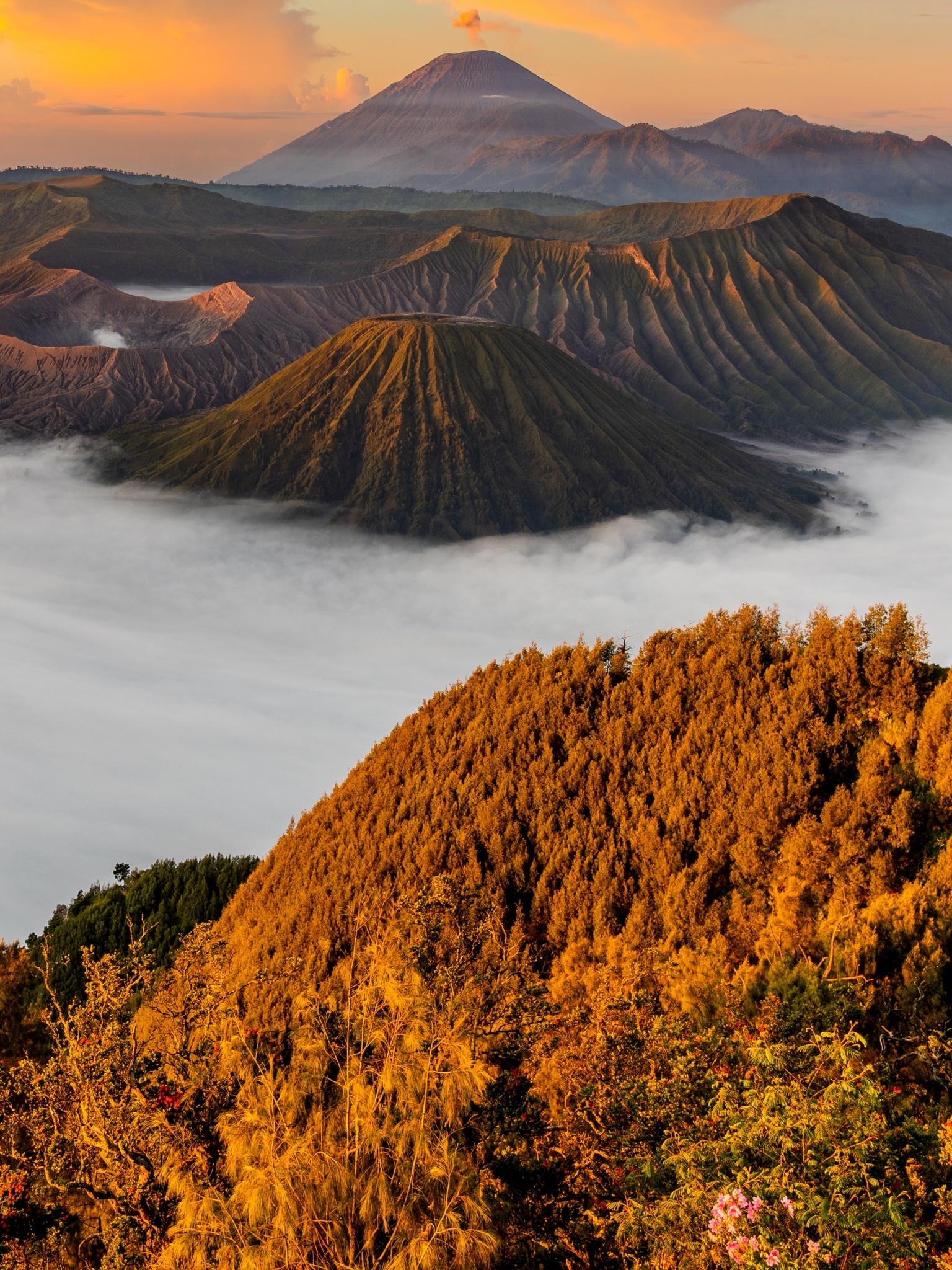 Wallpaper / Earth Mount Bromo, Cloud, Fog, Landscape, Indonesia, Mountain, 1536x2048 Phone Wallpaper