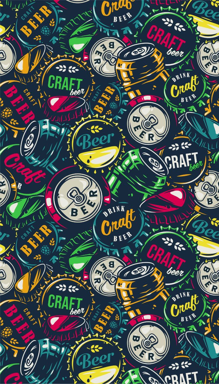 Pattern with curved metal cork and craft beer can. Decent wallpaper, Graffiti wallpaper iphone, iPhone wallpaper blur