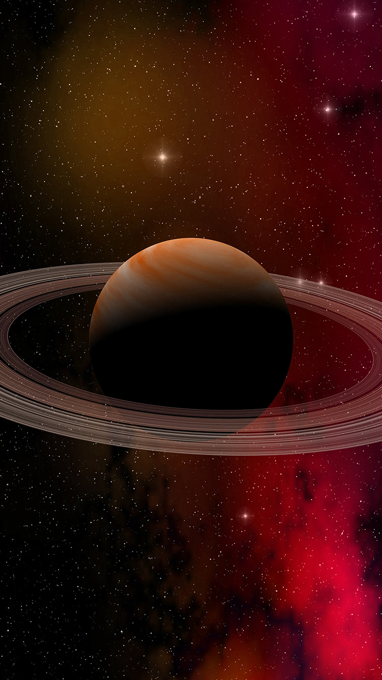Space Planet Saturn Star Art Illustration Red Wallpaper