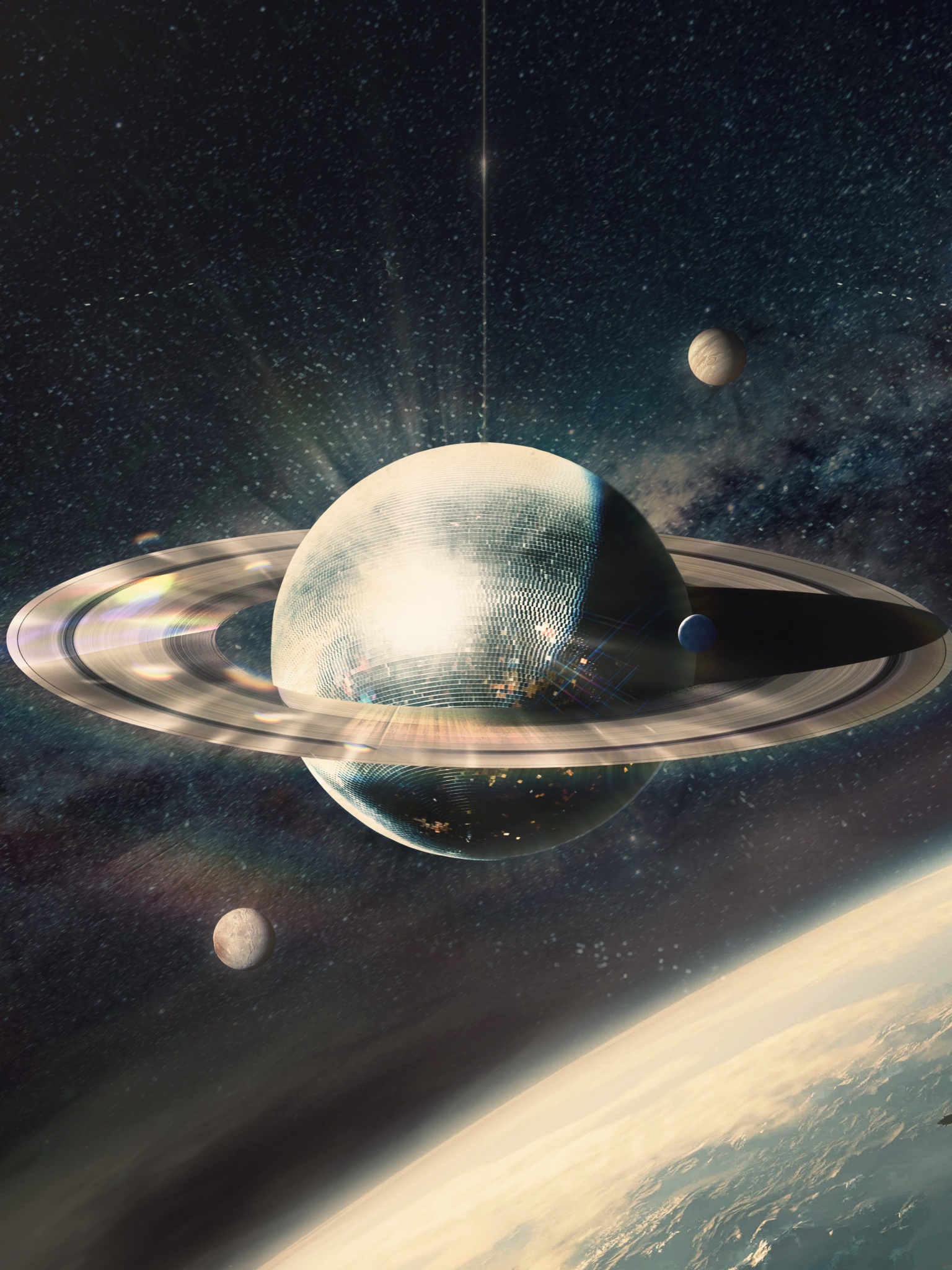 Saturn Wallpaper 4K, Solar system, Moon, Surreal, 5K