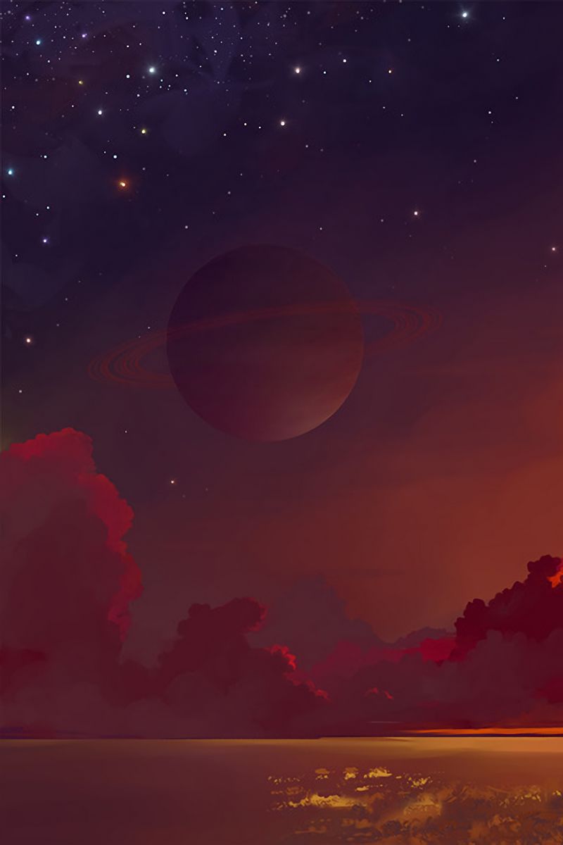 Download Wallpaper 800x1200 Saturn, Planet, Horizon, Clouds, Art Iphone 4s 4 For Parallax HD Background