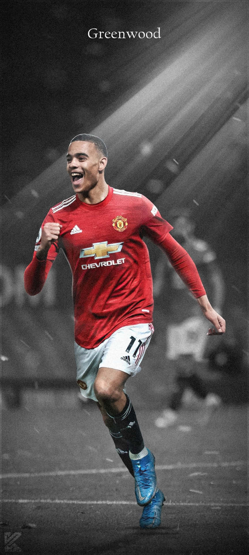 Download In Action Shot Of Manchester United's Rising Star Mason Greenwood
