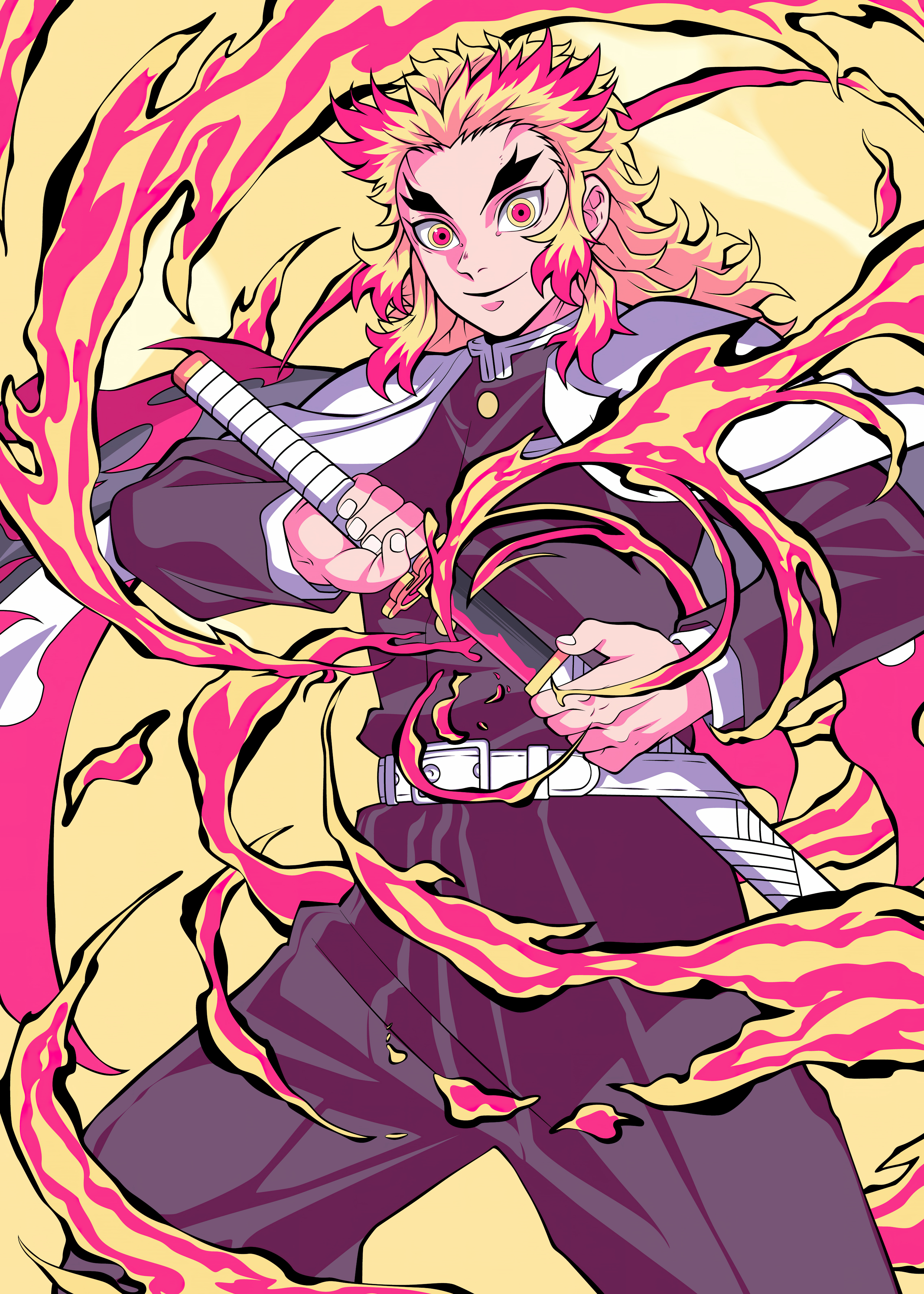 Kyojuro Rengoku Wallpaper 4K, Demon Slayer: Kimetsu no Yaiba