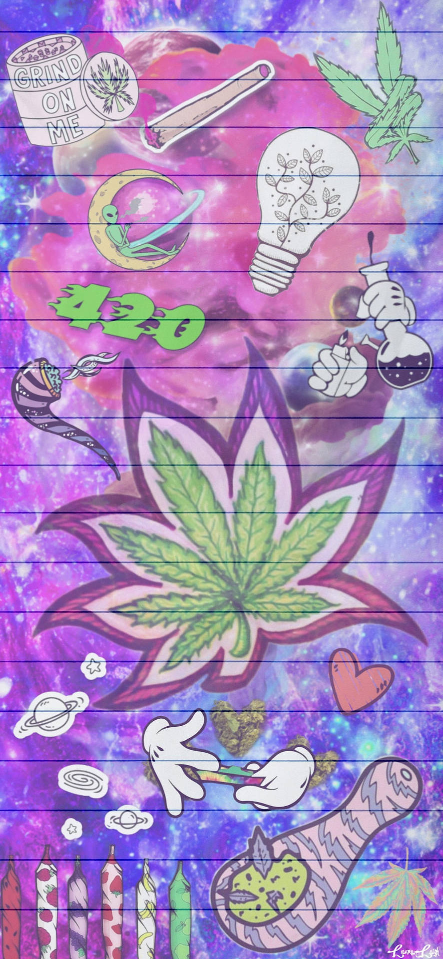 Download Caption: Vibrant Artistic Weed Design for iPhone Wallpaper