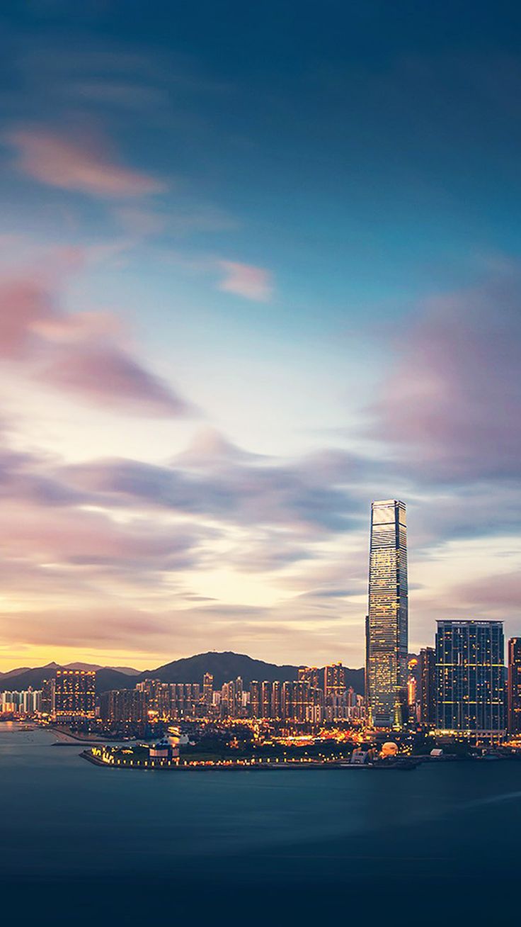 Hong Kong Sunset Skyscraper City Bay iPhone 6 Wallpaper Download. iPhone Wallpaper, iPad wa. City iphone wallpaper, Nature iphone wallpaper, iPhone 5s wallpaper