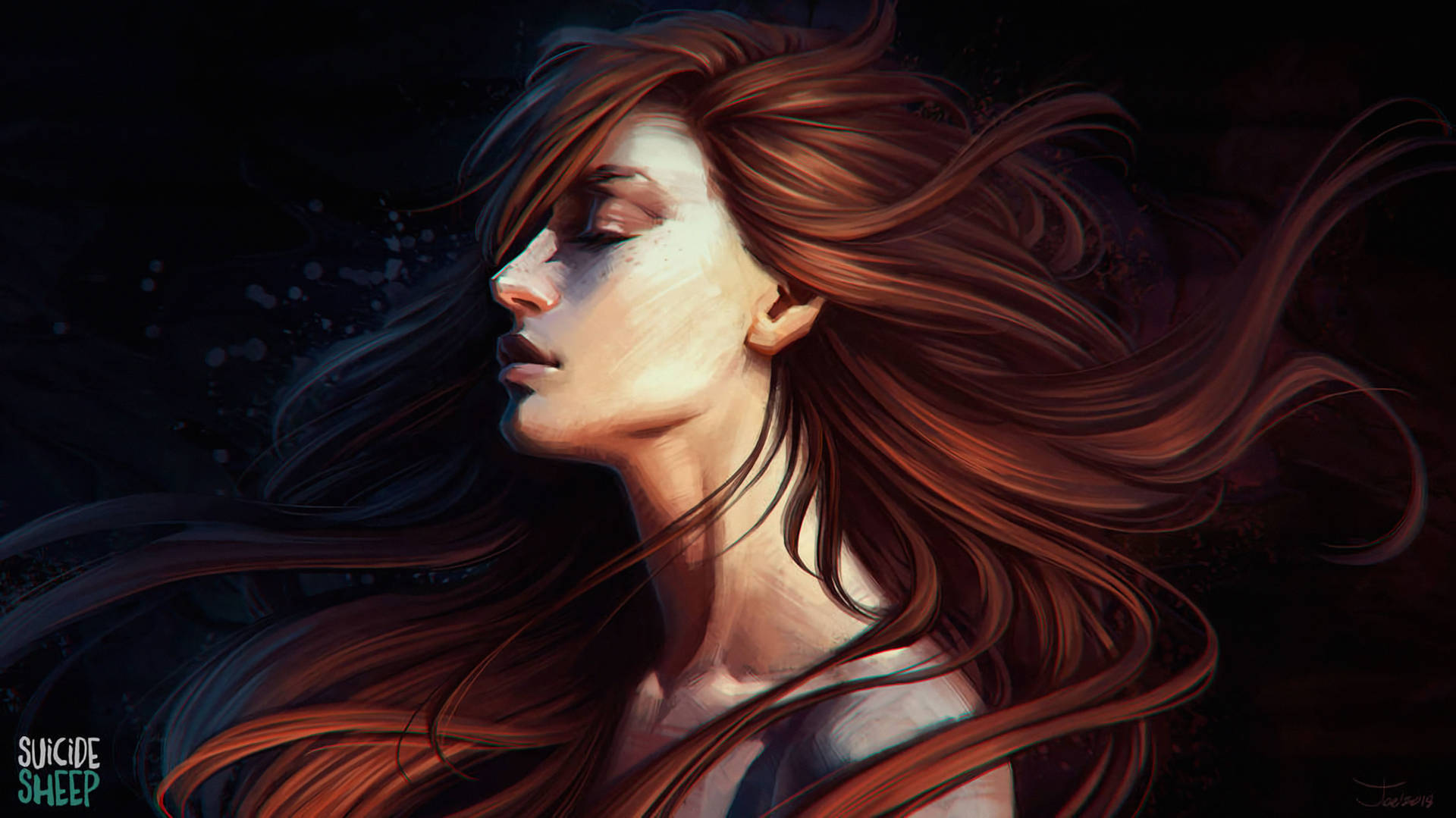 Download Brown Haired Girl Portrait Art Wallpaper
