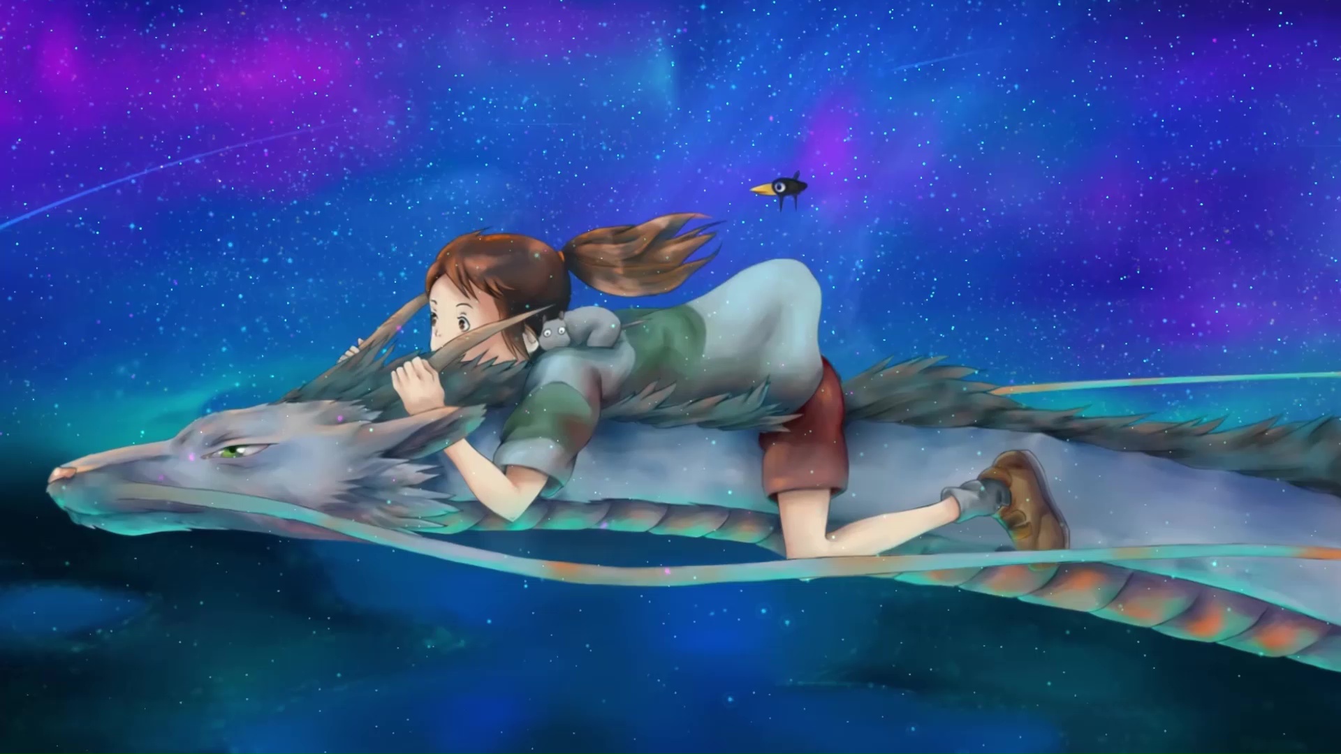 Chihiro And Haku Flying Spirited Away Live Wallpaper