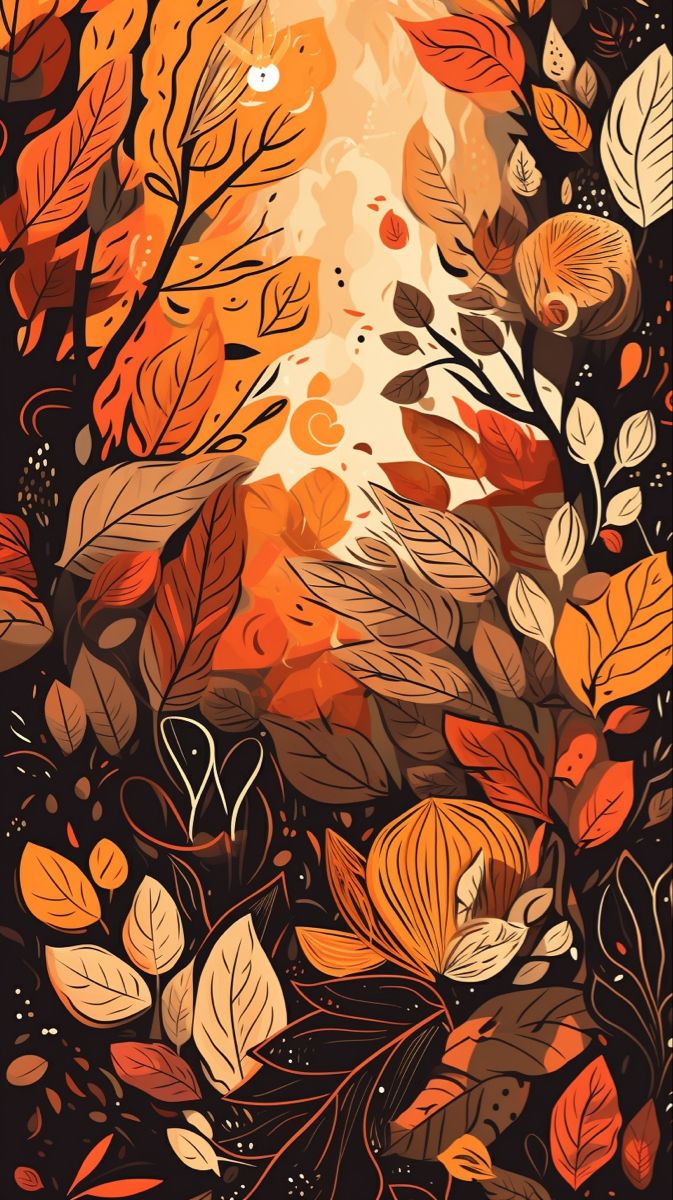 Fall foliage wallpaper. Autumn phone wallpaper, Art aesthetic wallpaper, Drawing wallpaper