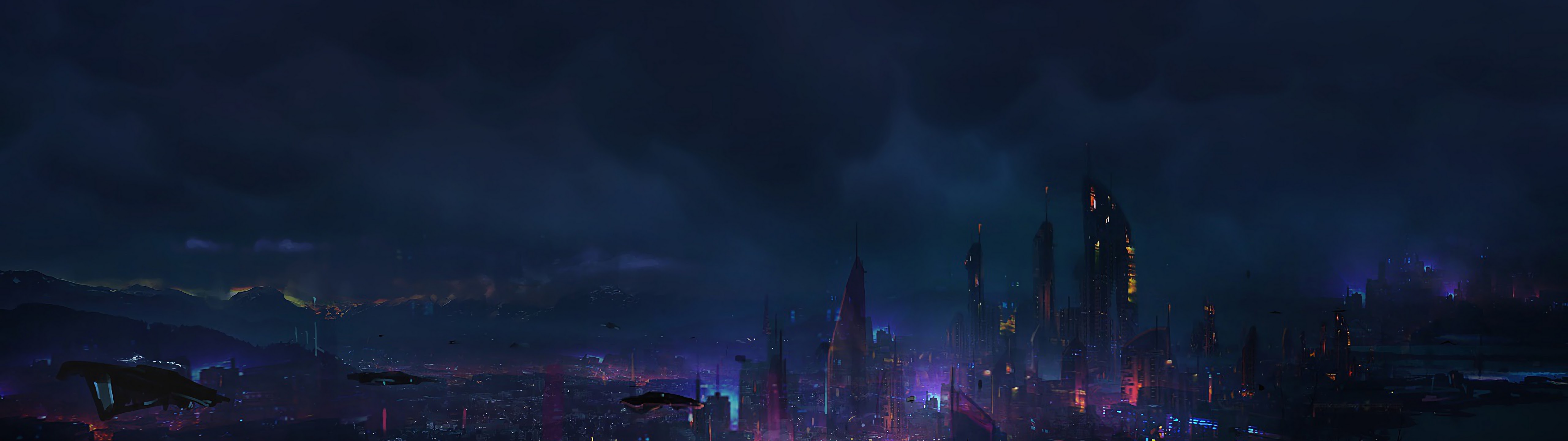 Cyberpunk City Night Scenery Sci Fi 4K Wallpaper