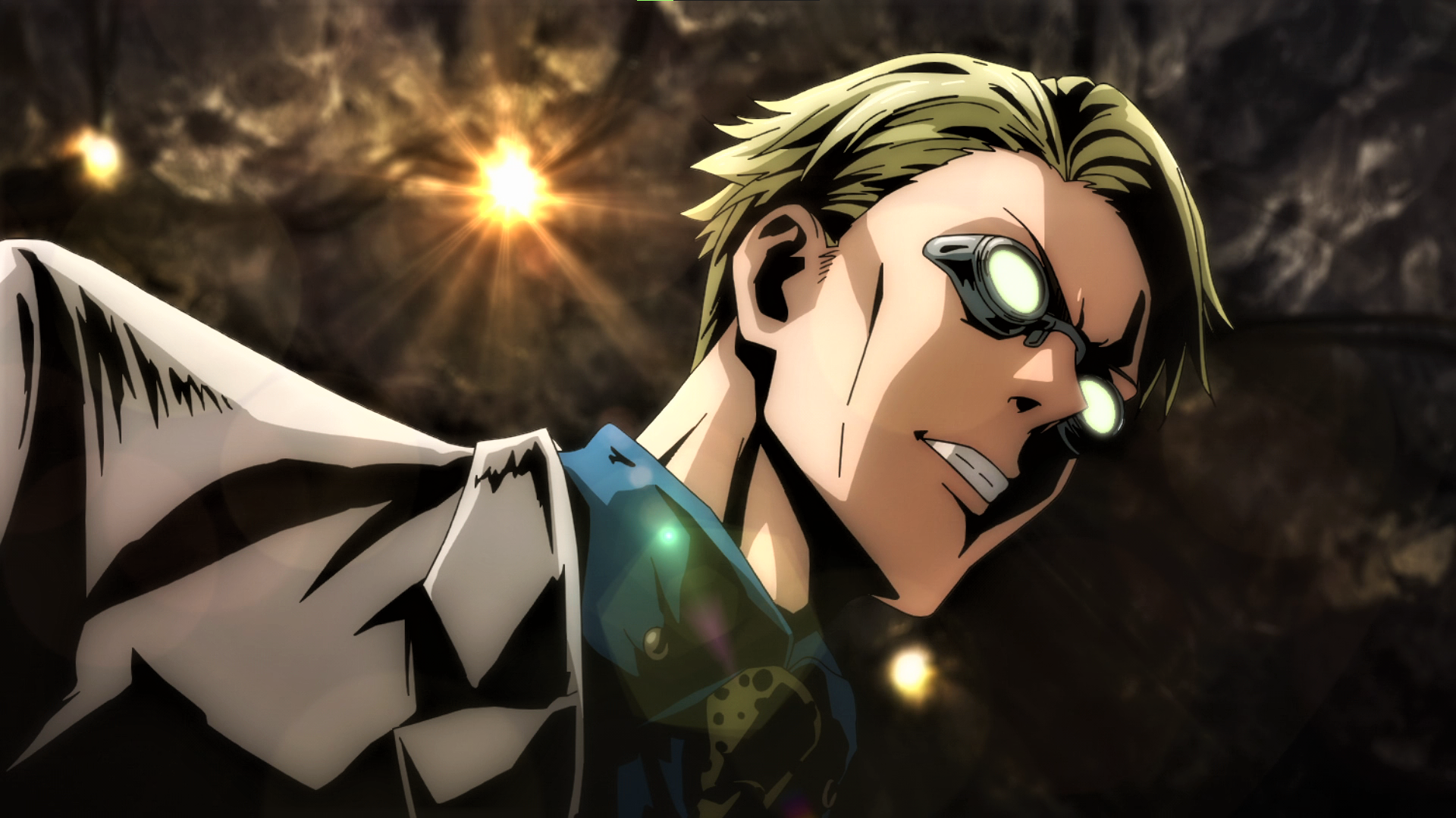 blonde, Jujutsu Kaisen, Kento Nanami, glasses, tie, suit and tie, anime, Anime screenshot, anime boysx1080 Wallpaper