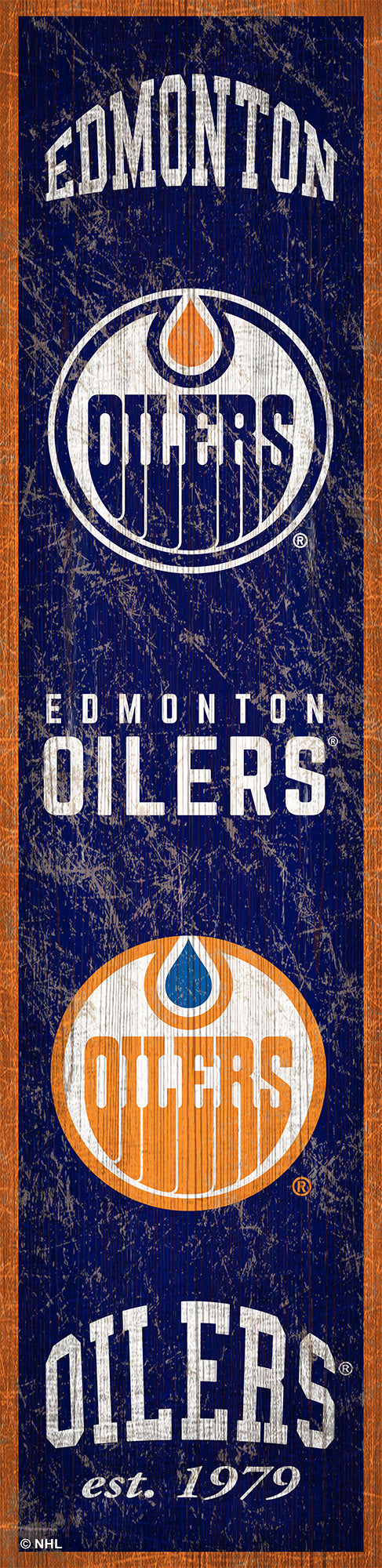 Edmonton Oilers Heritage Banner Wood Sign