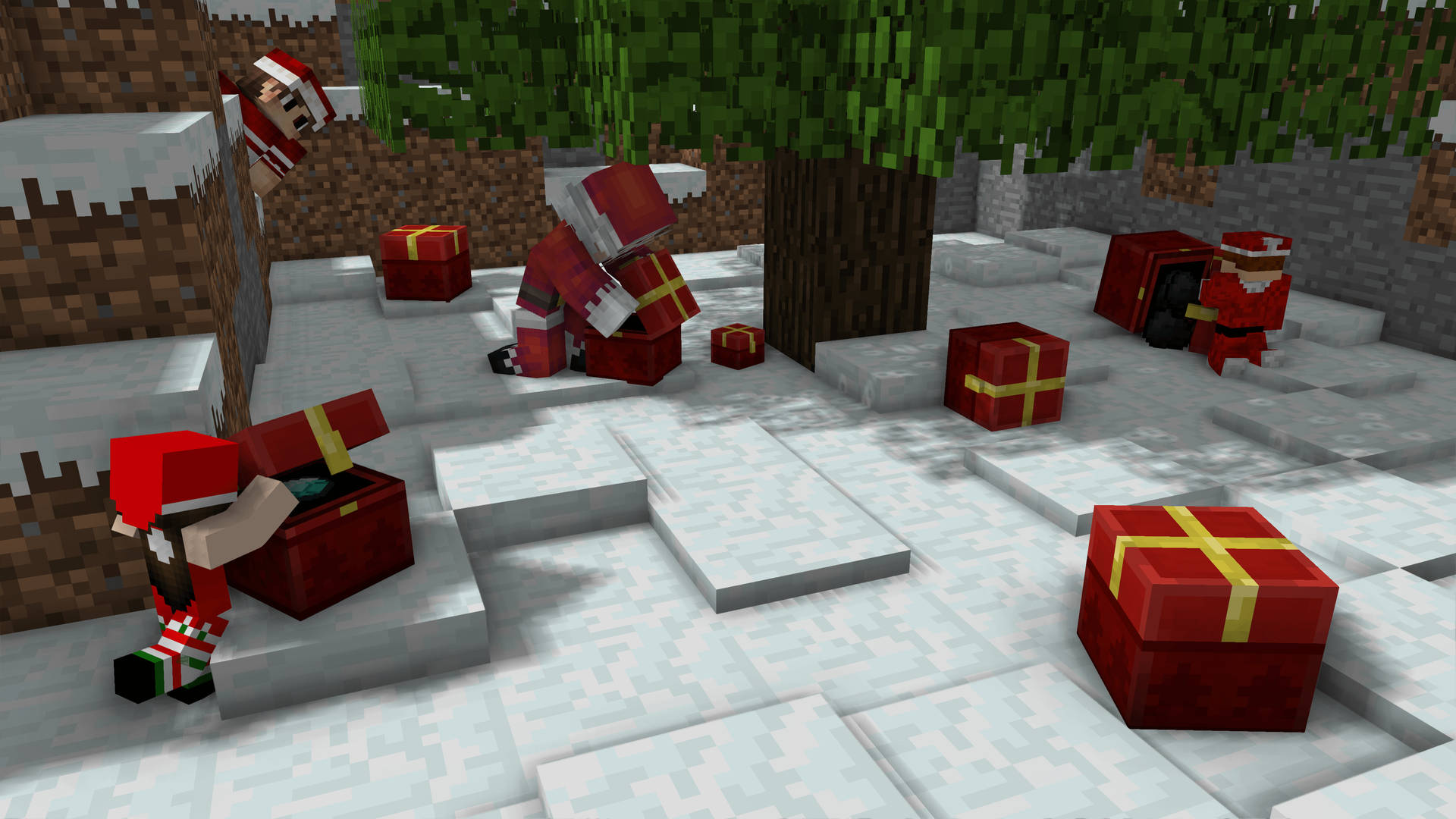 Download “A Christmas Snow Scene in Minecraft” Wallpaper