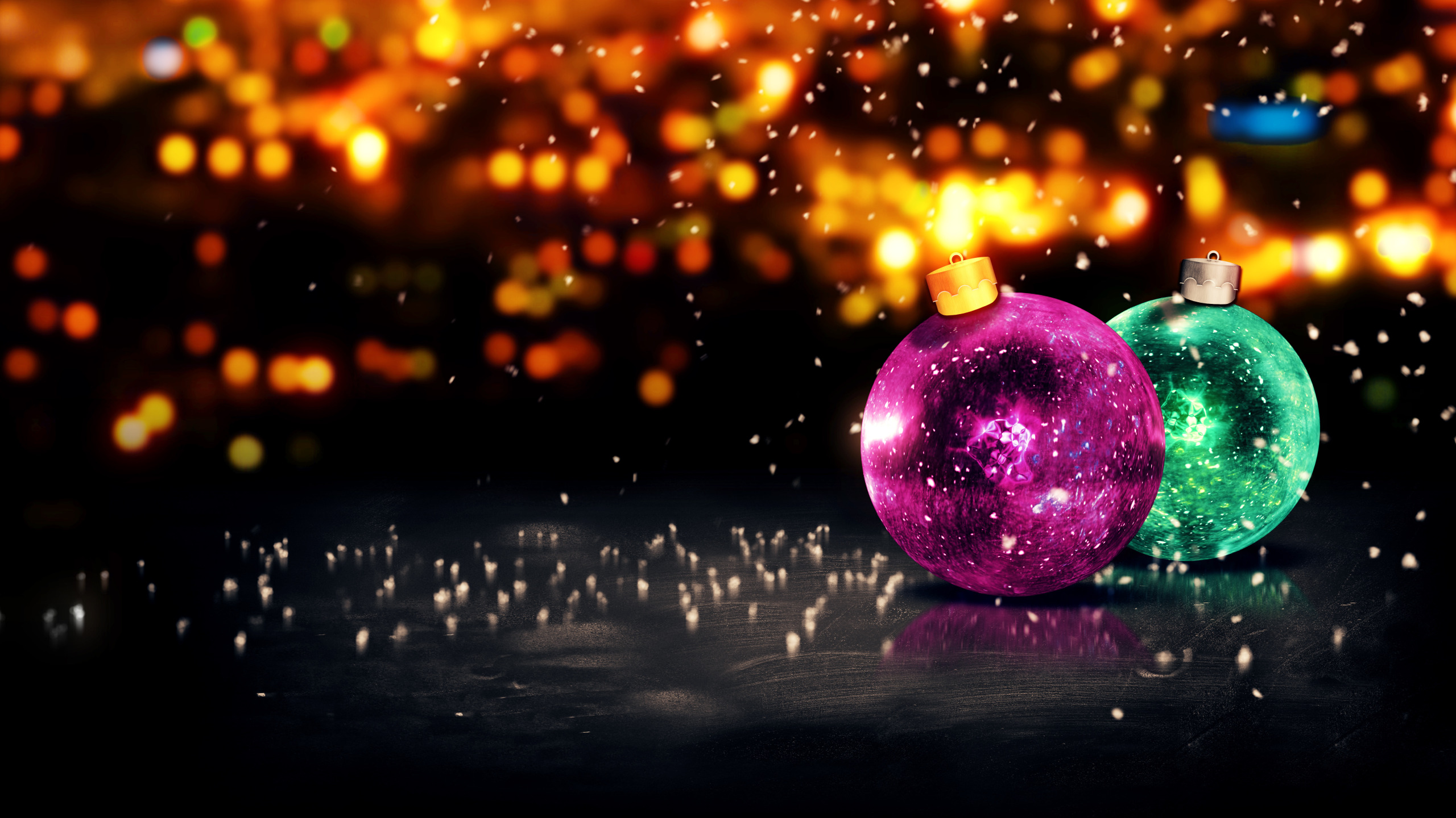 Download wallpaper New Year, Christmas, Christmas, balls, New Year, Happy, Merry, section new year / christmas in resolution 2560x1440