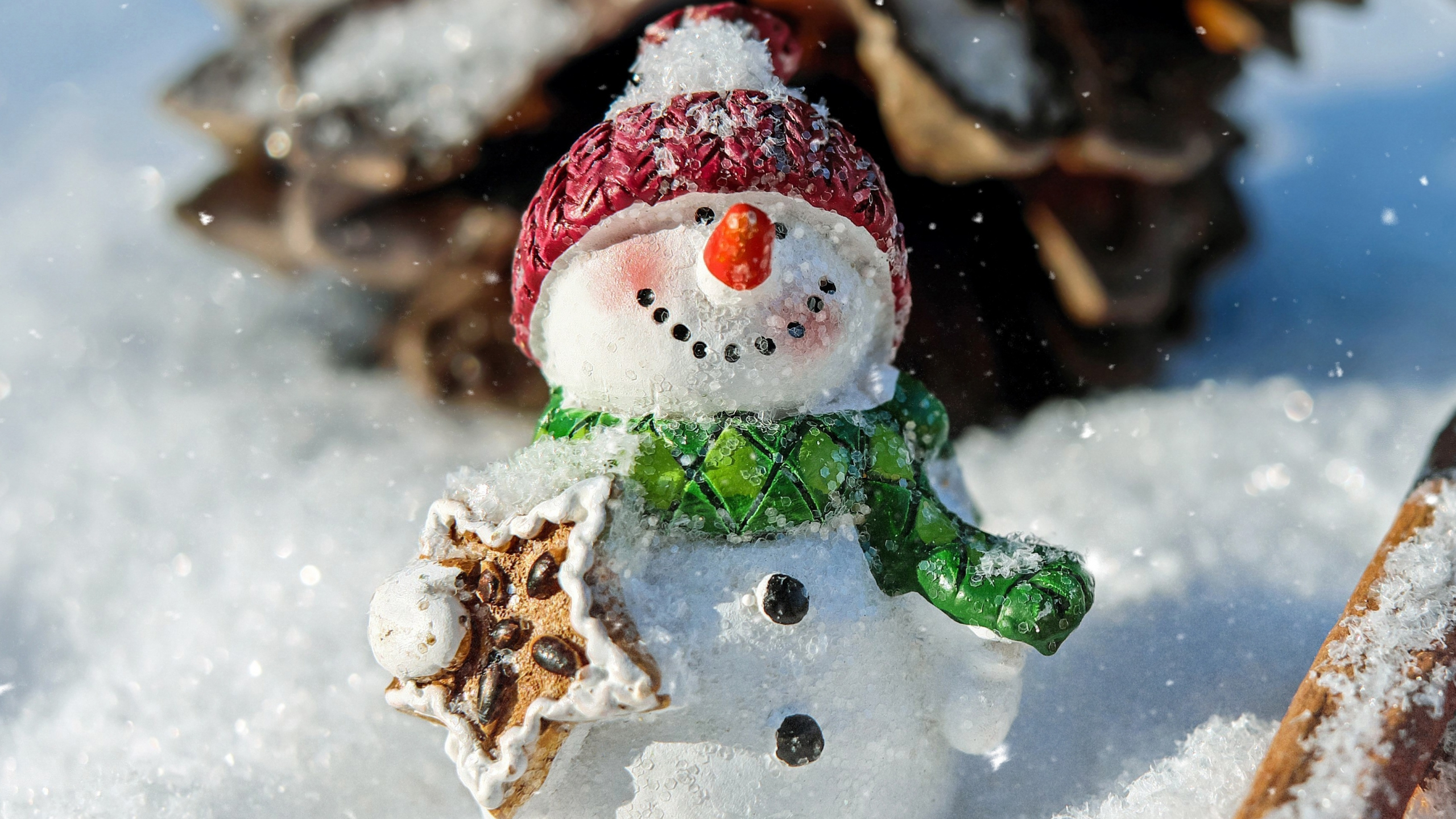 Download wallpaper 2560x1440 winter, snowman, funny, holiday, christmas, dual wide 16:9 2560x1440 HD background, 16048