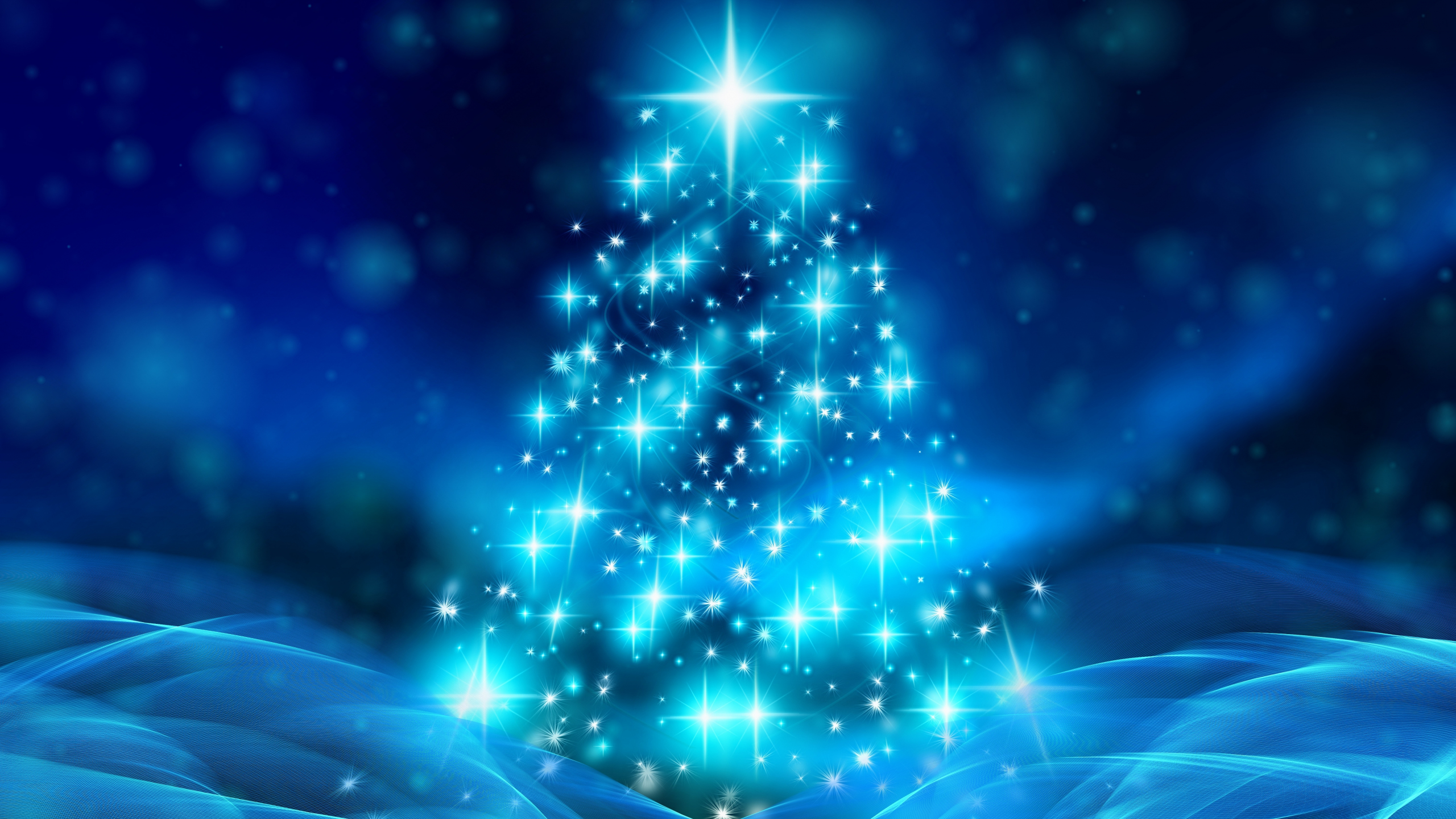 Download wallpaper 2560x1440 christmas tree, bokeh, abstraction, dual wide 16:9 2560x1440 HD background, 16726