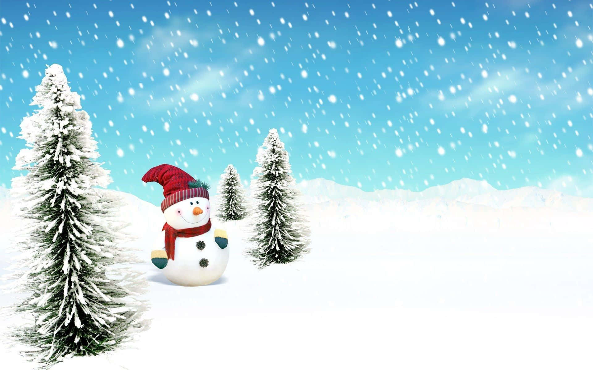 Download Christmas Cartoon White Snowfall Wallpaper