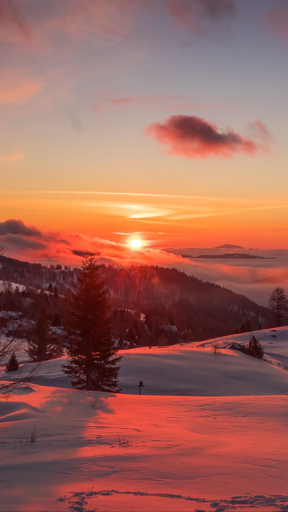 Download Wallpaper 938x1668 Mountains, Winter, Sunset, Trees, Austria Iphone 8 7 6s 6 For Parallax HD Background