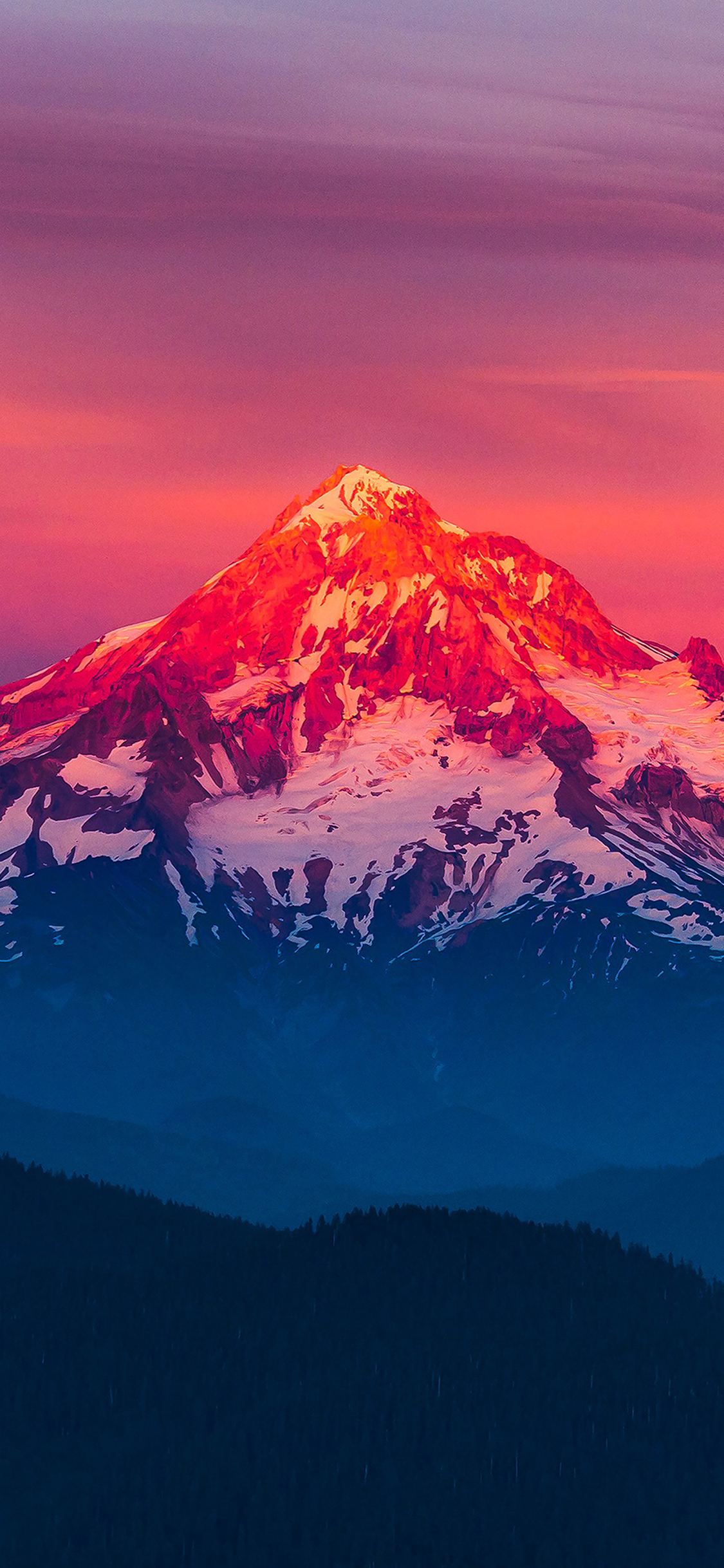 Purple Sunset Snow Mountain Nature Wallpaper