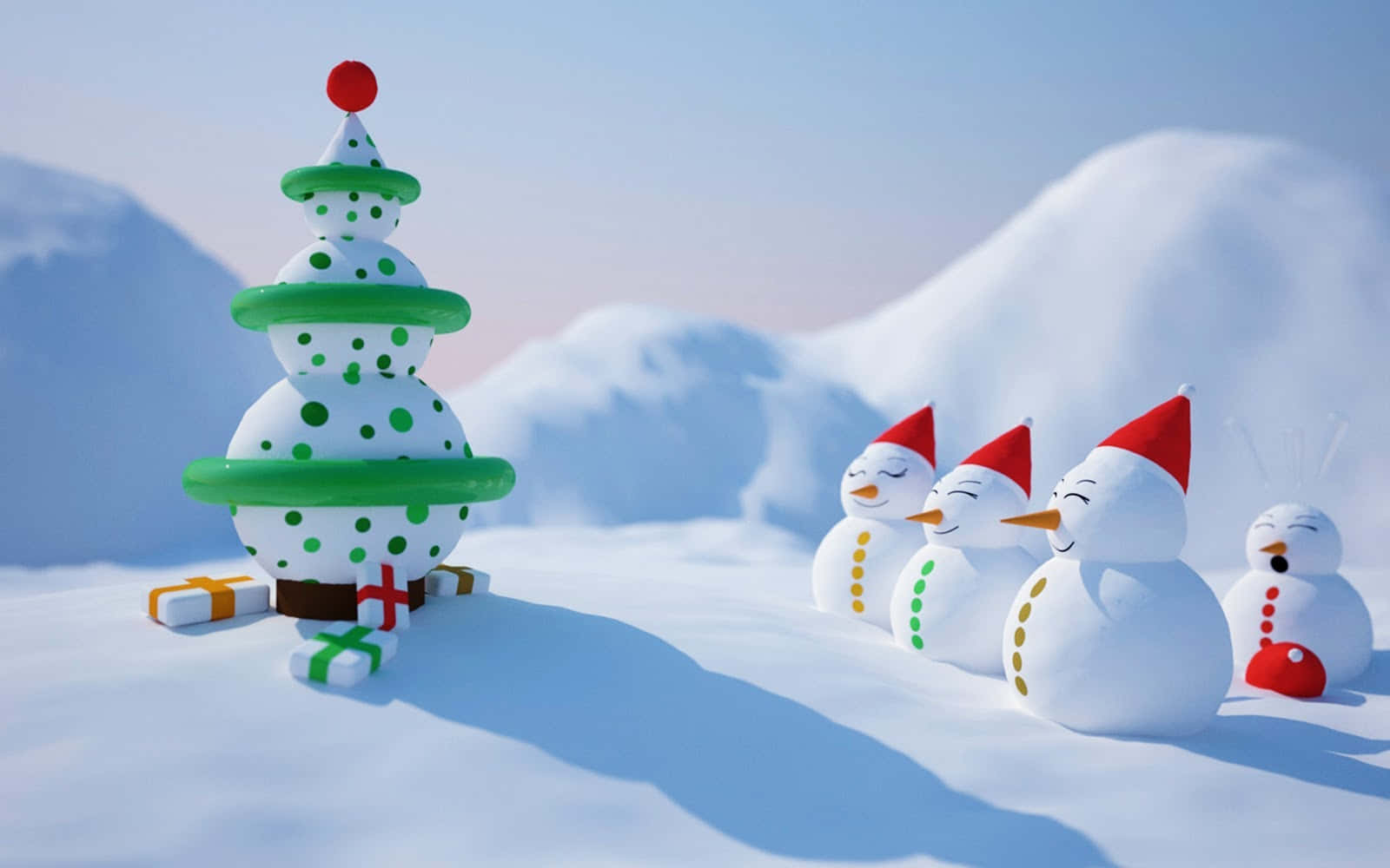 Download Christmas Cartoon Snowman Holiday Tree Picture