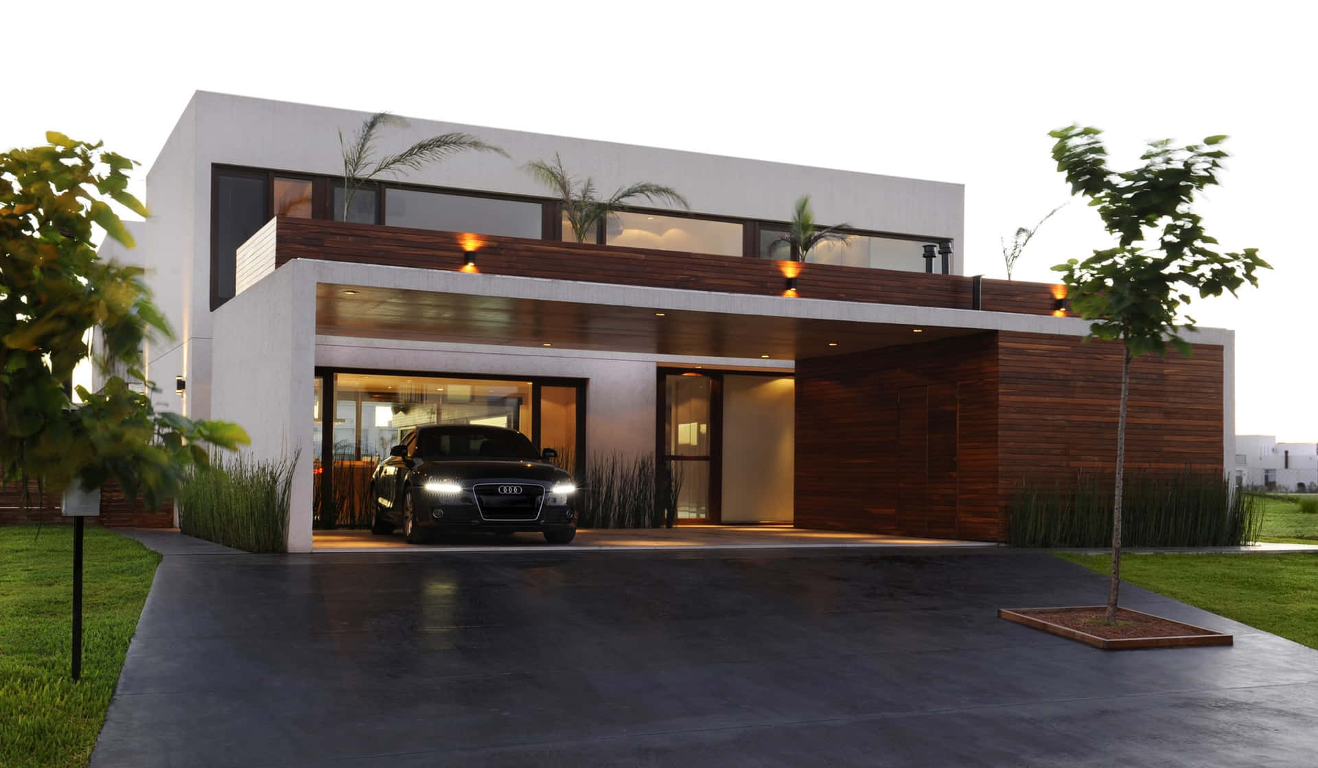 Download Modern Luxury House With Even Architecture Wallpaper
