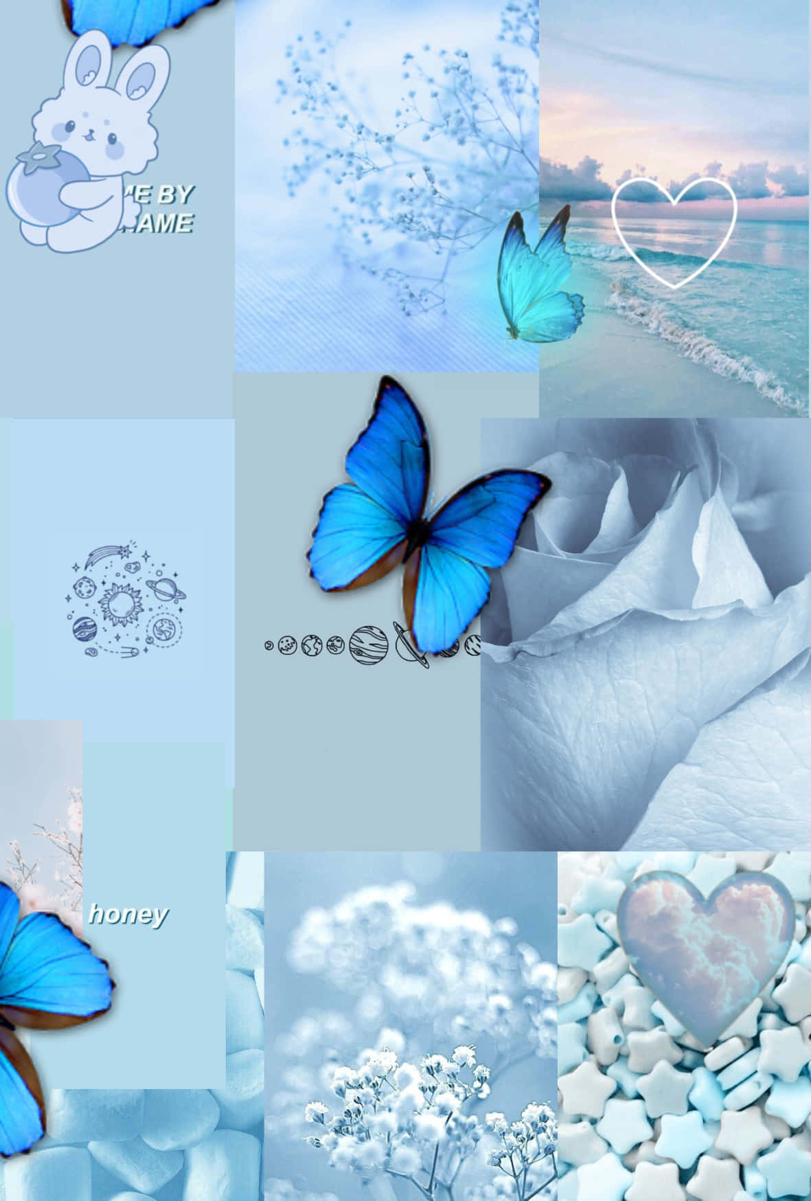 Download Light Blue Aesthetic Background With Butterflies