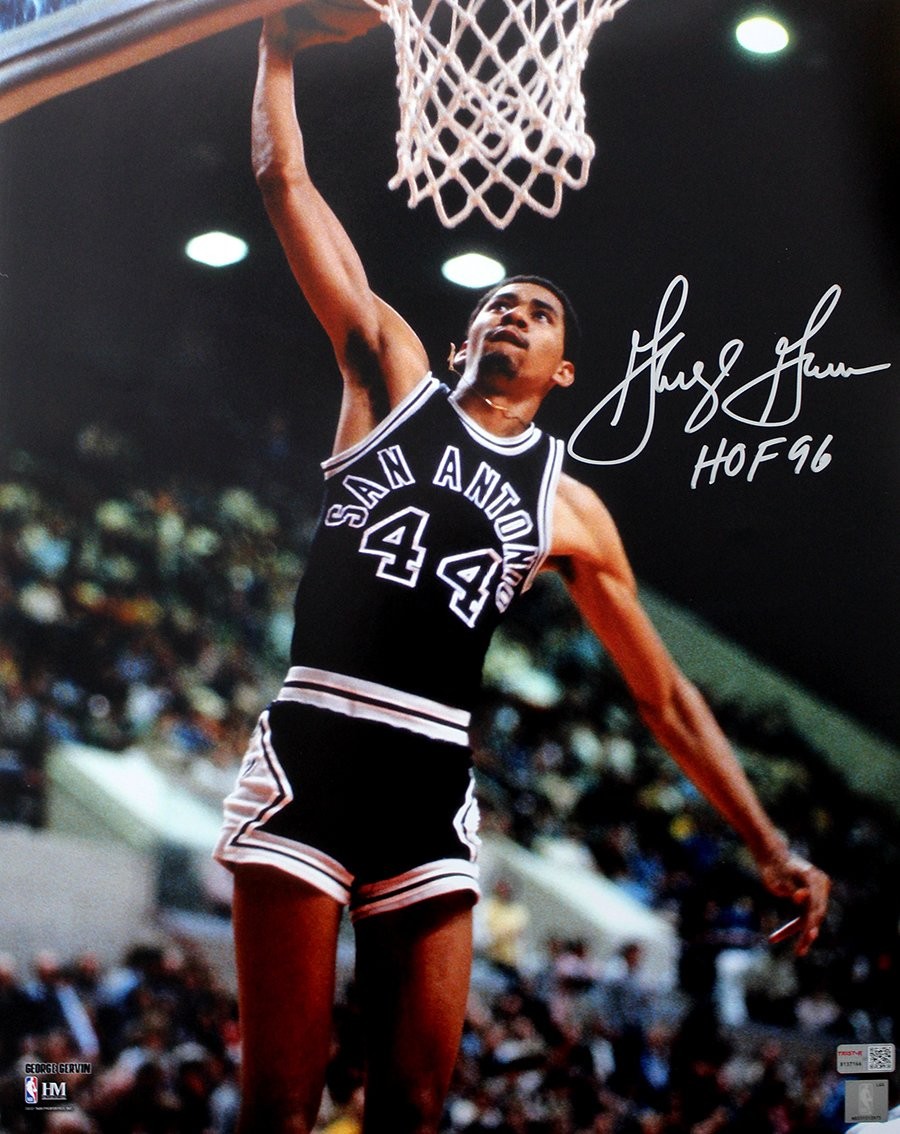 George Gervin Autographed San Antonio Spurs 16x20 Photo Inscribed HOF 96