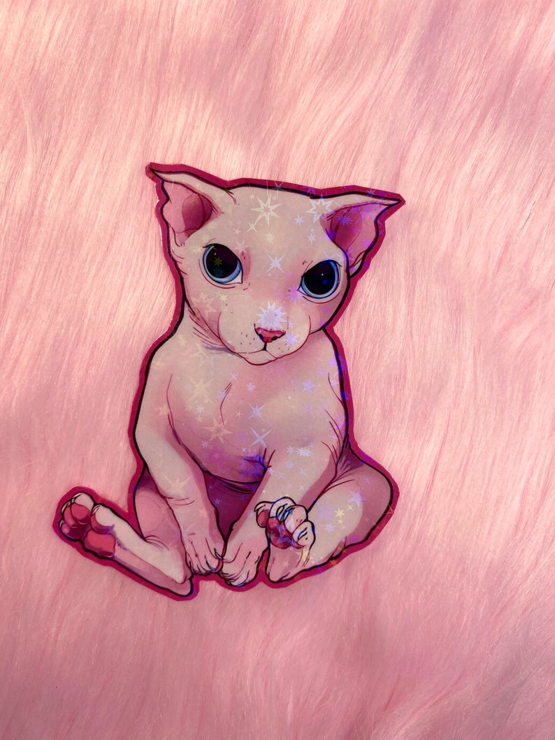 Bingus My Beloved Meme Cat Large Holographic Sticker. Cat memes, Cat tattoo, Beloved