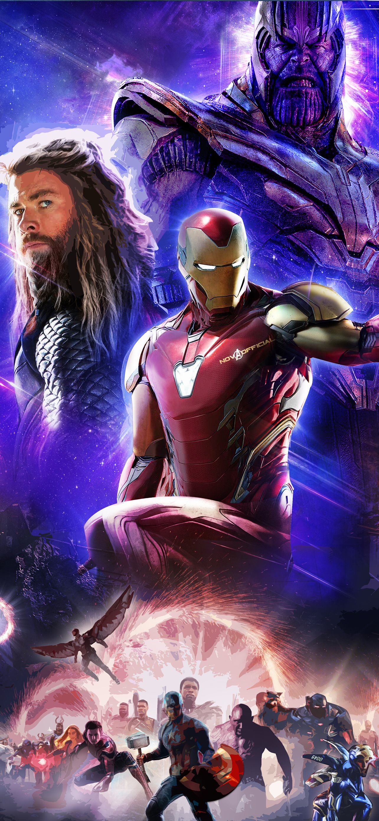 Thor Iron Man Thanos Avengers Endgame 4K ph. iPhone Wallpaper Free Download