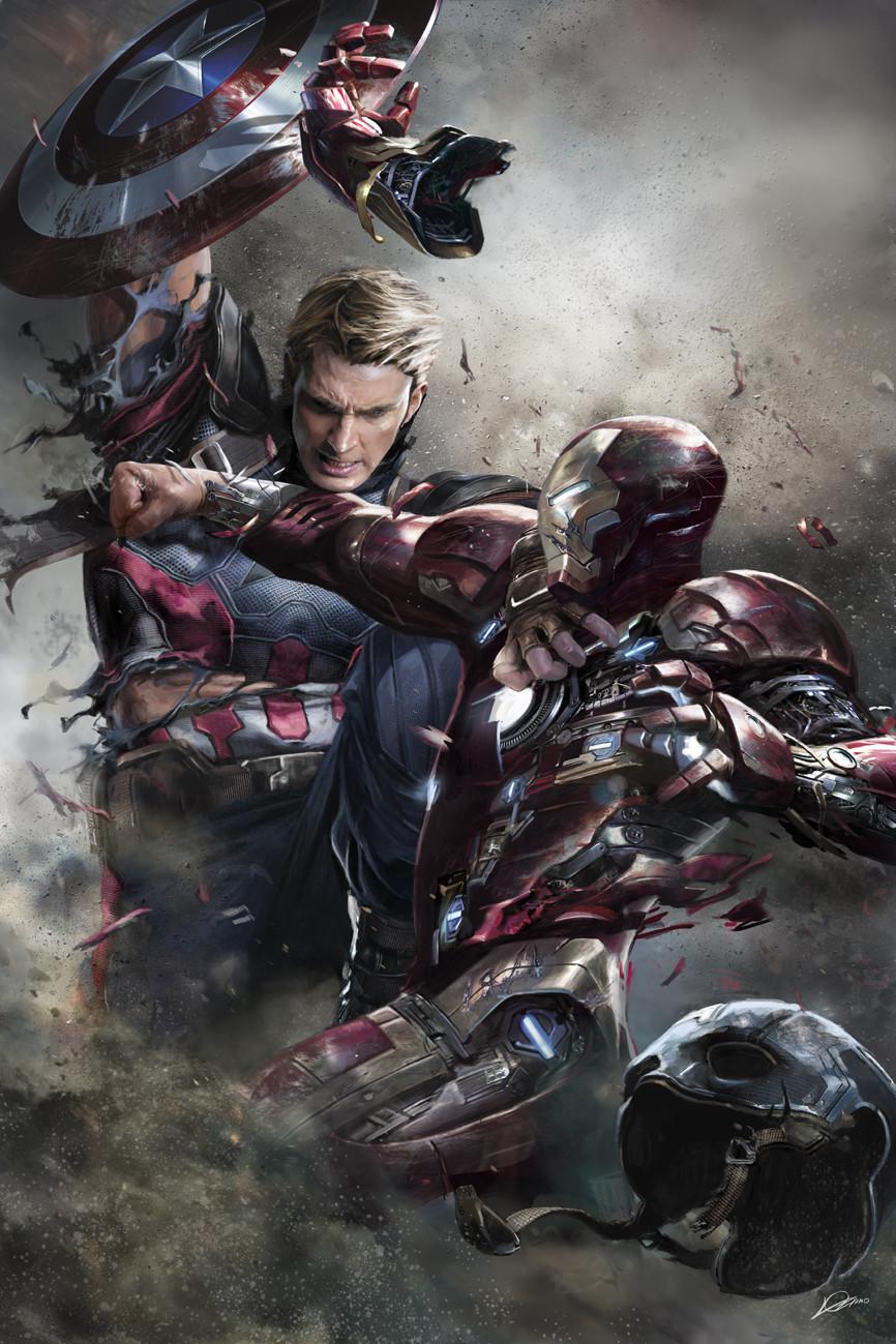 Captain America vs Iron Man (Civil War promo art by Alexander Lozano)