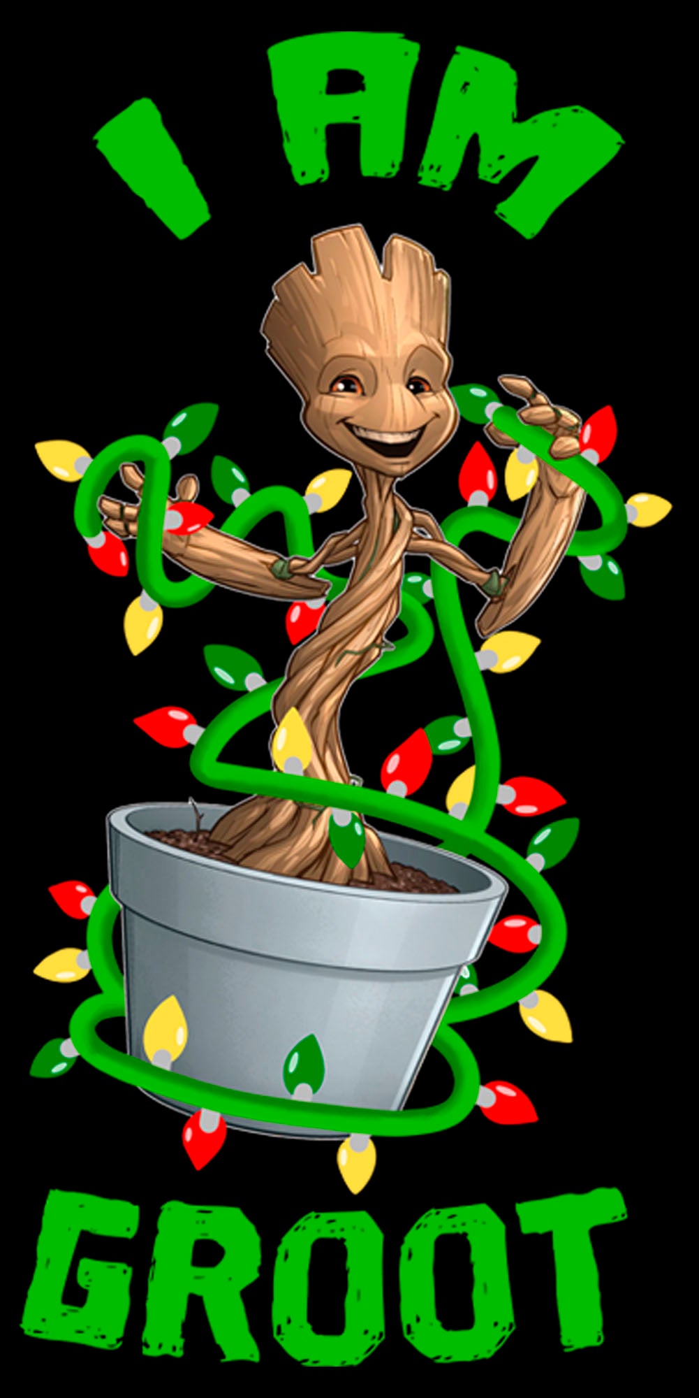 Men's Marvel Christmas I Am Groot Lights T Shirt