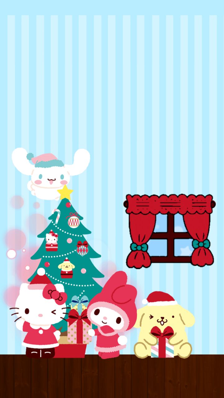 ♡ Be Positive ♡. Hello kitty wallpaper, Hello kitty christmas, Cute christmas wallpaper