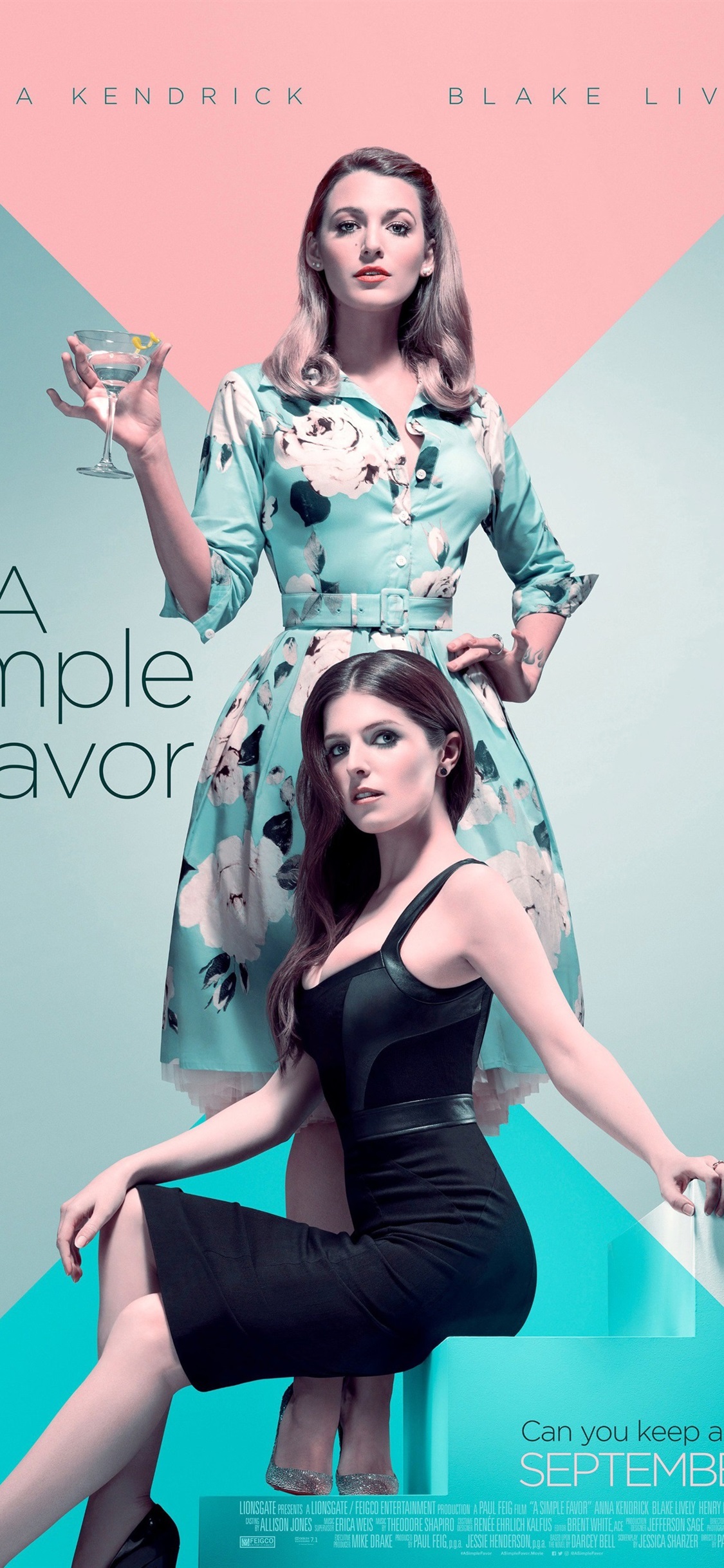 Anna Kendrick, Blake Lively, A Simple Favor 1125x2436 IPhone 11 Pro XS X Wallpaper, Background, Picture, Image