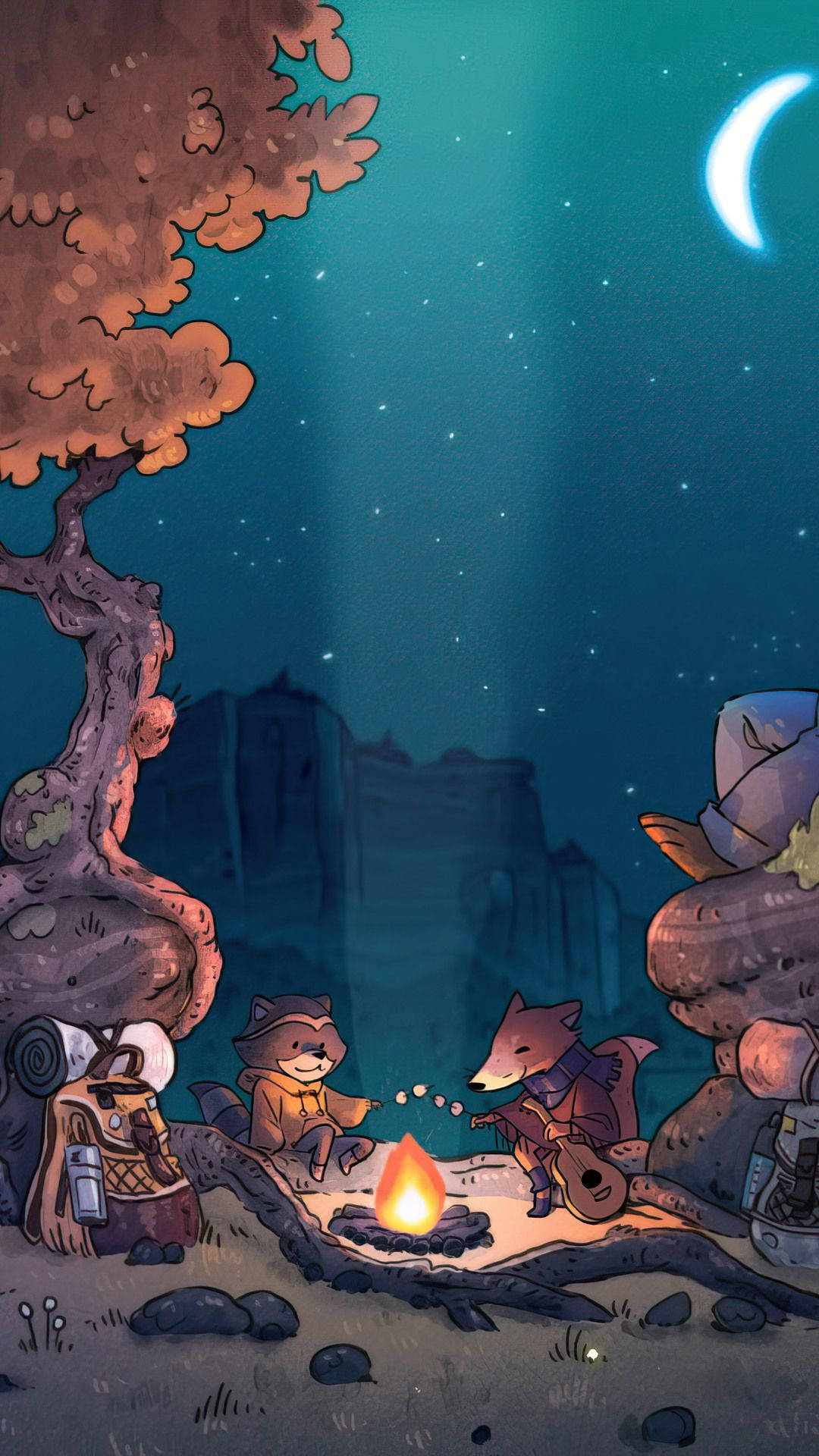 Lo Fi iPhone Campfire Wallpaper