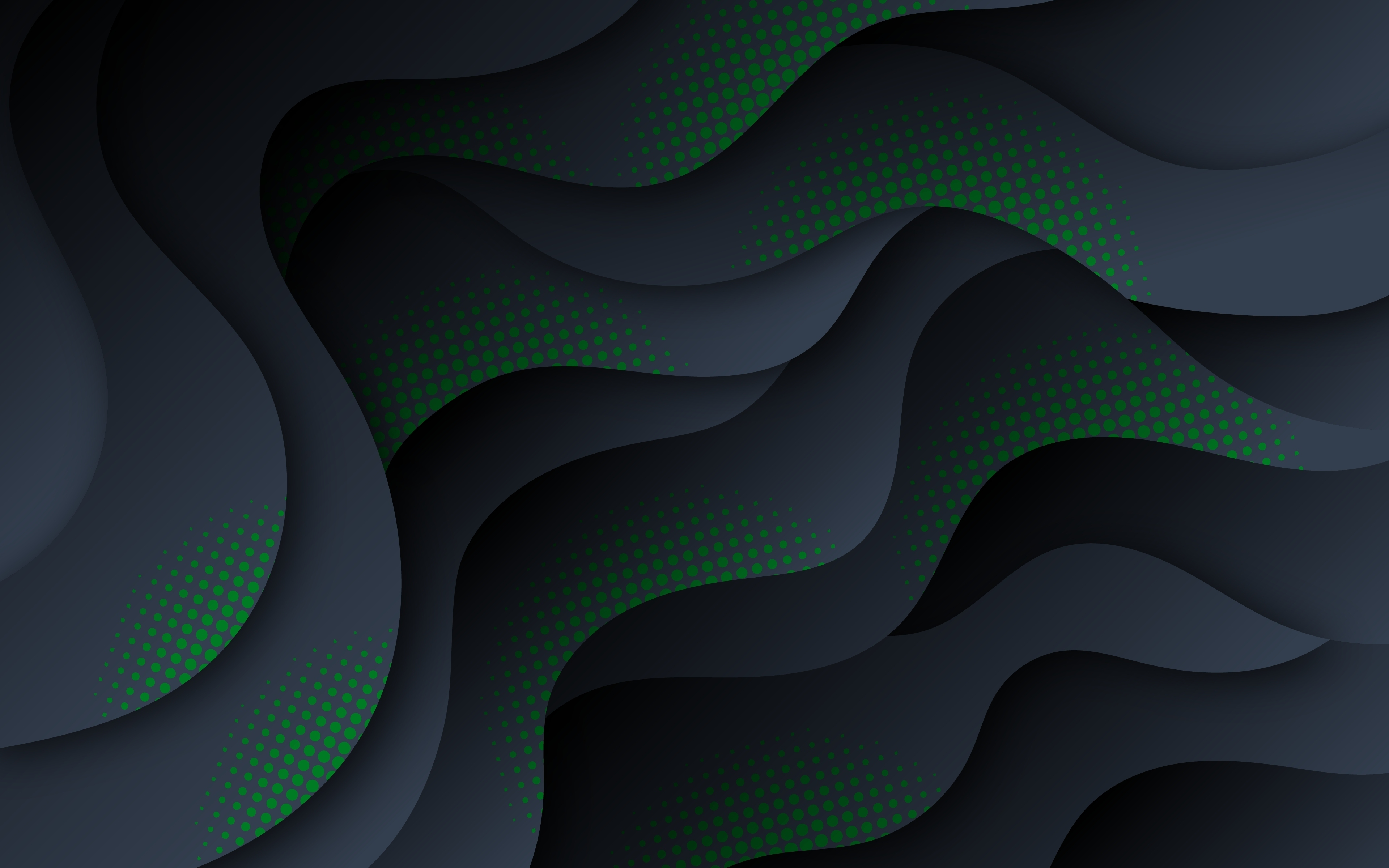 Download wallpaper 3840x2400 green dots, wavy texture, abstract 4k wallaper, 4k ultra HD 16:10 wallpaper, 3840x2400 HD background, 25580